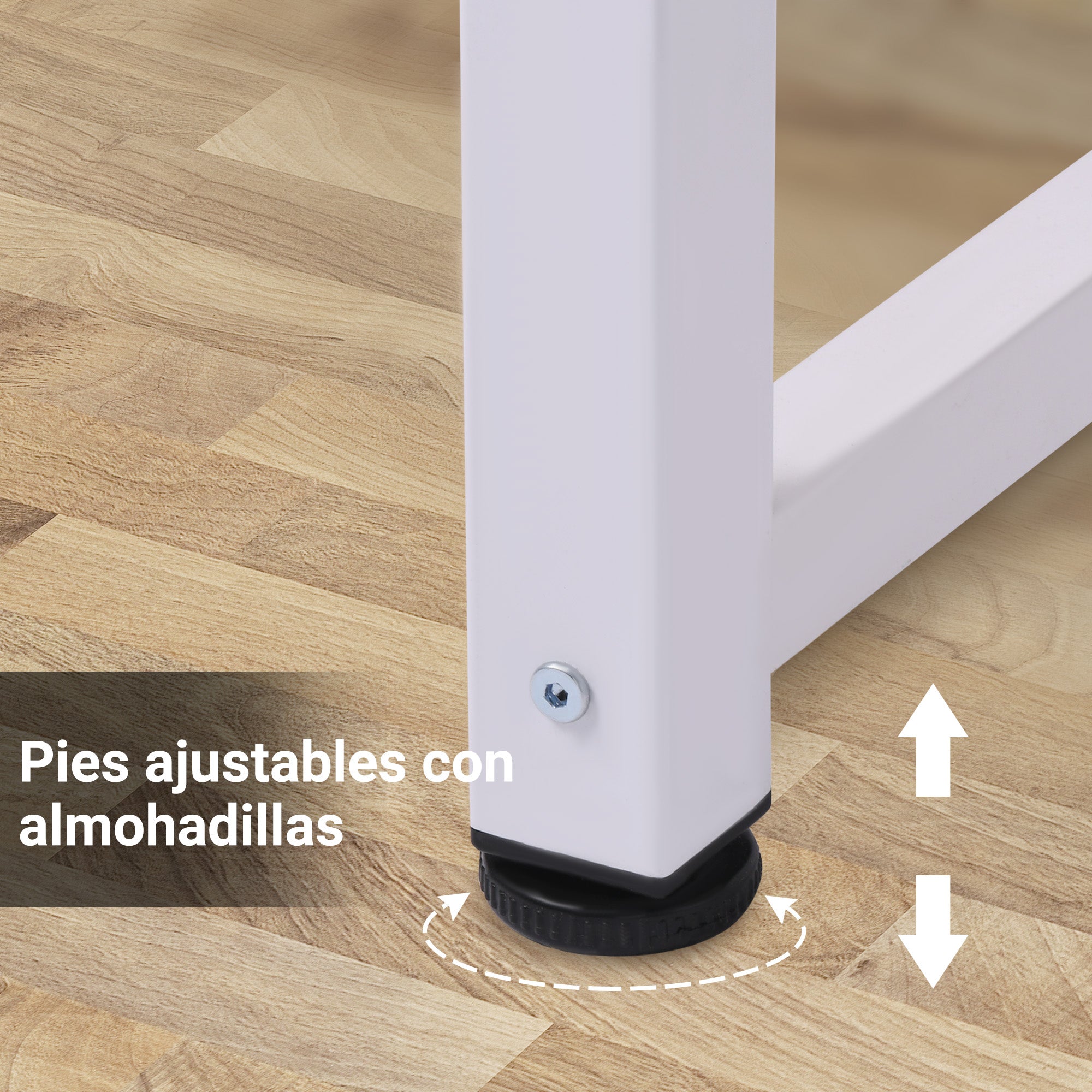 Modern Desk Study Table with Steel Frame and Adjustable Feet Computer Desk for Home Office 120x60x76 cm White and Natural