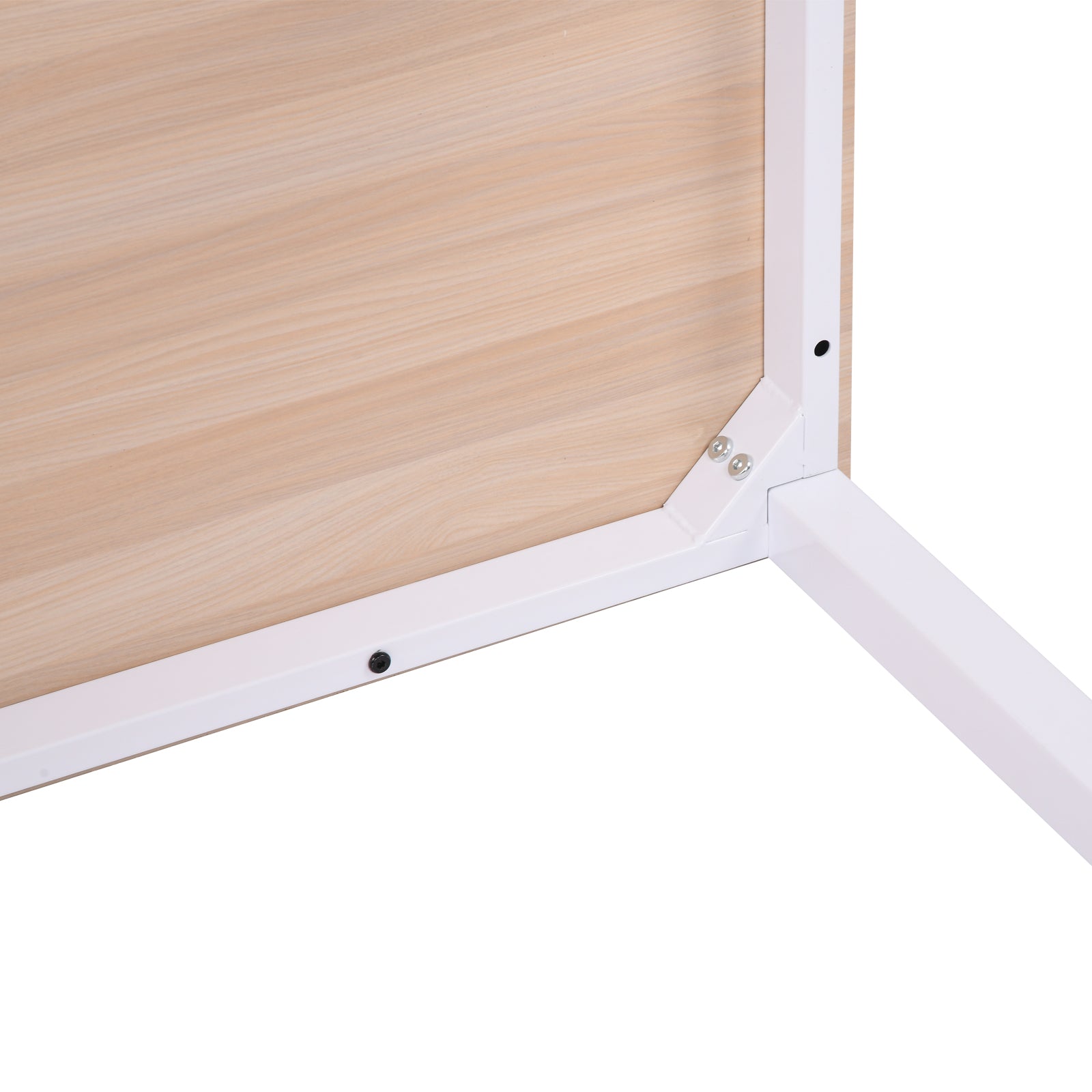 Modern Desk Study Table with Steel Frame and Adjustable Feet Computer Desk for Home Office 120x60x76 cm White and Natural