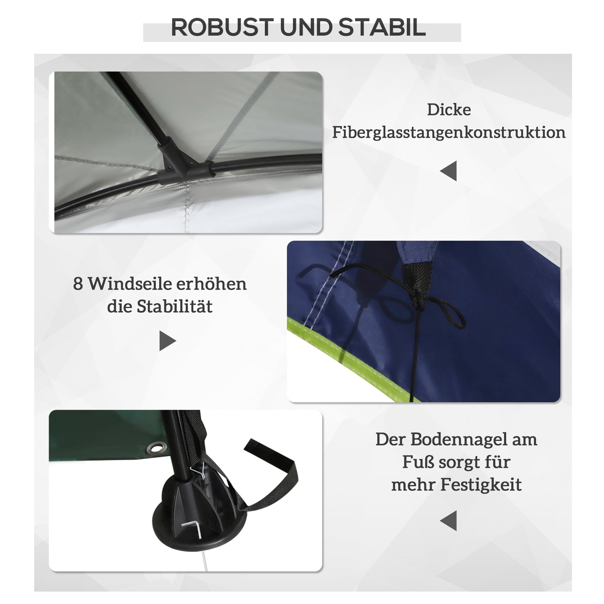 Garden Gazebo Garden Tent Marquee Party Tent Sun Protection Weatherproof Metal Pole + Polyester Cream White + Blue 4 x 4 x 2.5 m