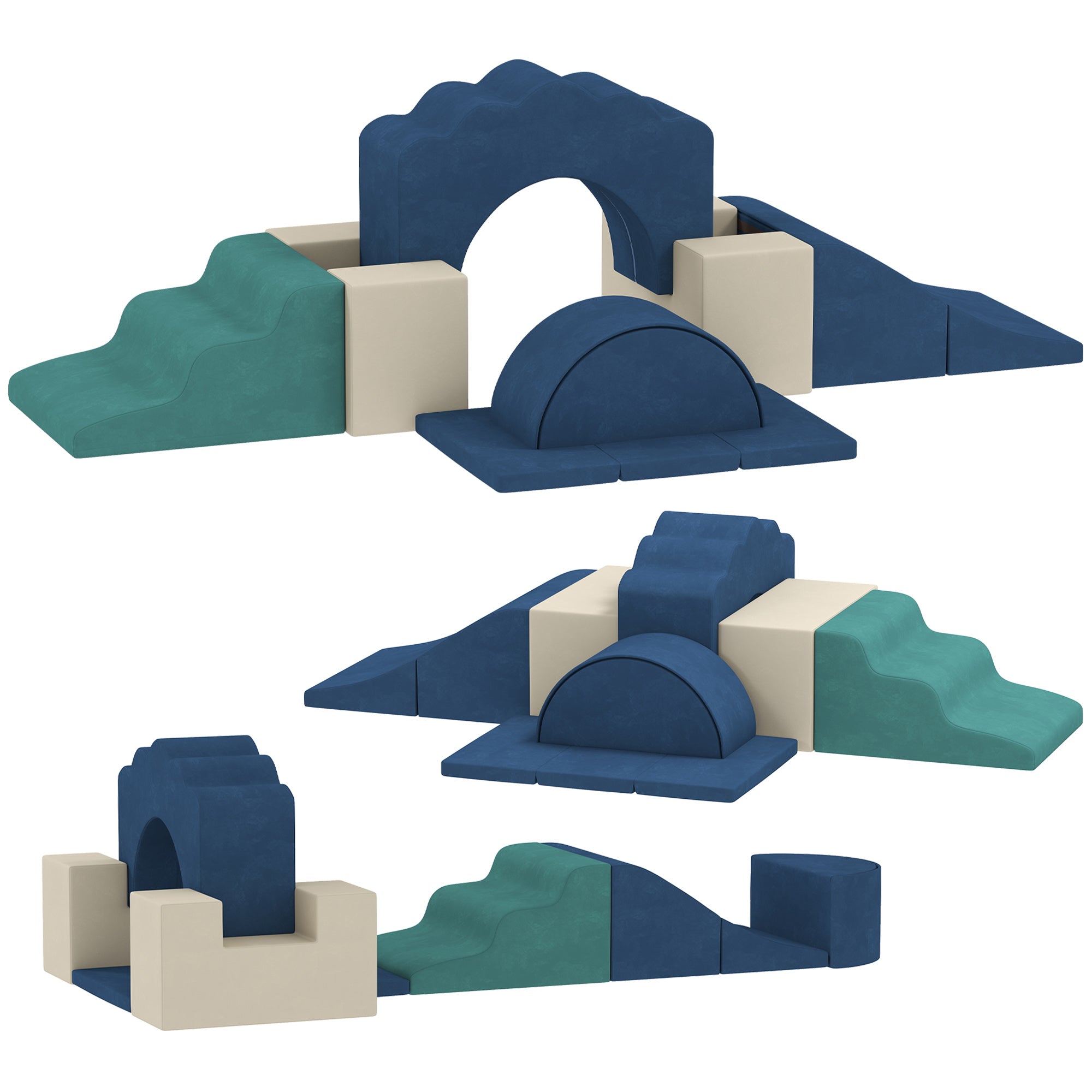 7-Piece Baby Motor Skills Set – Velvet Foam Modules with Non-Slip Base, Building Blocks, Educational Toy for Toddlers, Blue