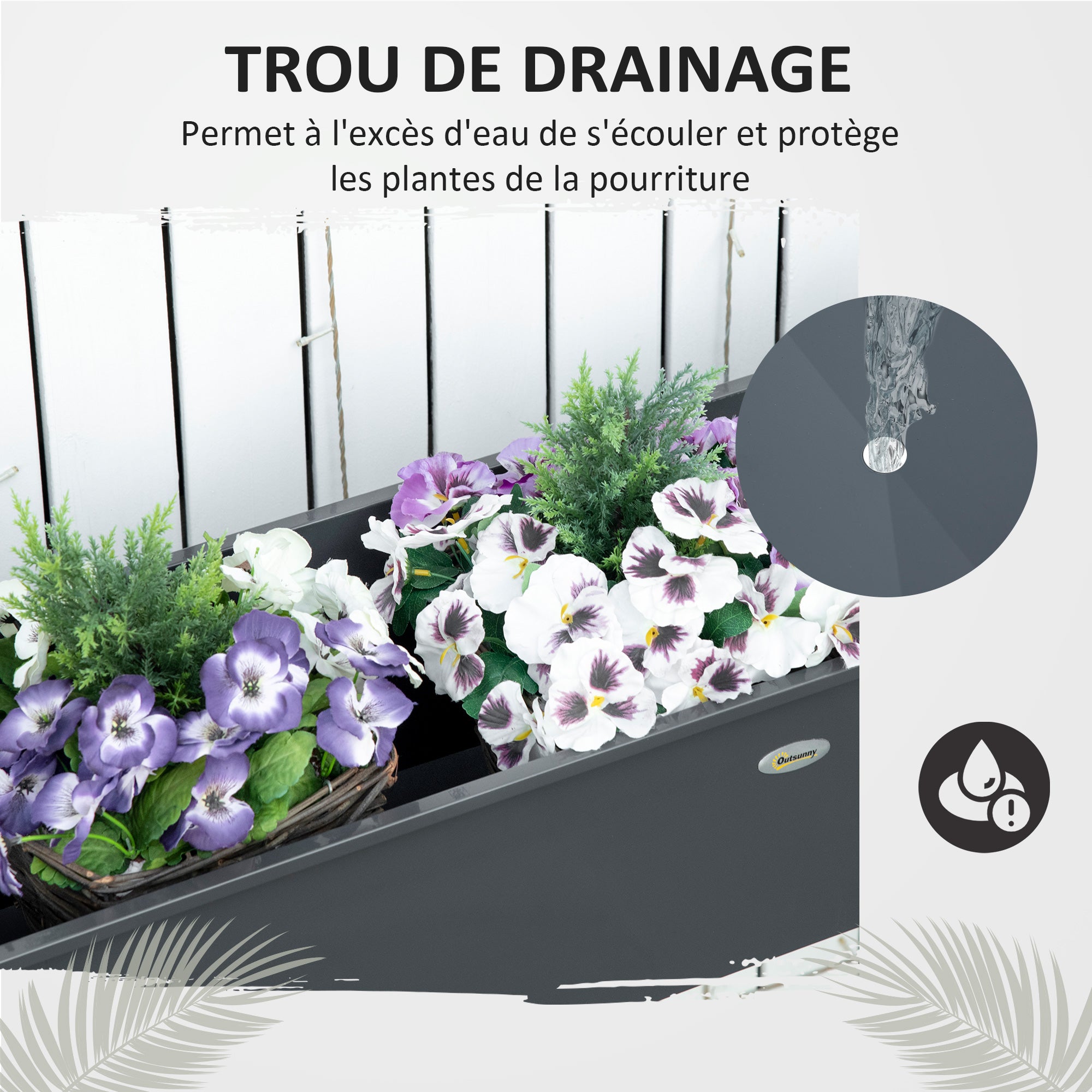 Raised Bed Planting Trough on Legs Square 100 x 30 x 80 cm with Drainage Hole - Hot-Dip Galvanized Steel Gray