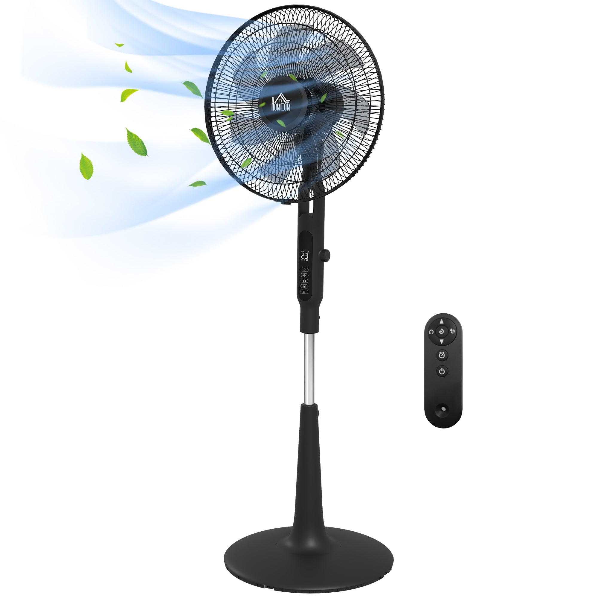 16.5-inch Pedestal Fan 40W Silent Remote Timer 3 Modes 28 Speeds, Mosquito Repellent Function, Adjustable Height 75° Oscillation Black