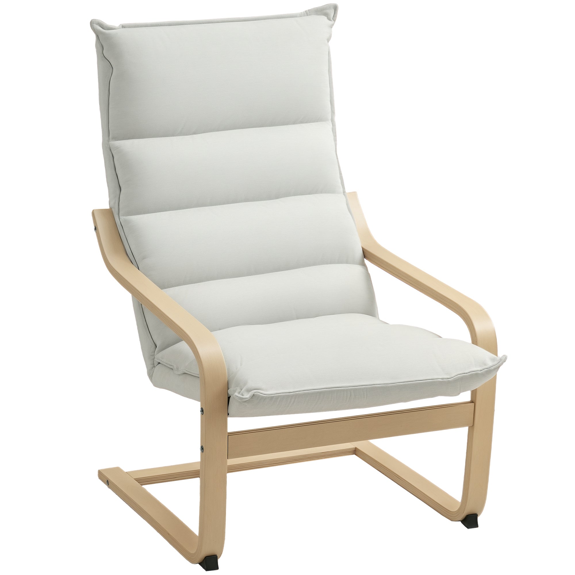 Modern Leisure Lounge Chair for Bedroom with Curved Armrests, Cushions, Velvet Lounge Chair - 67 x 83 x 105 cm, Cream
