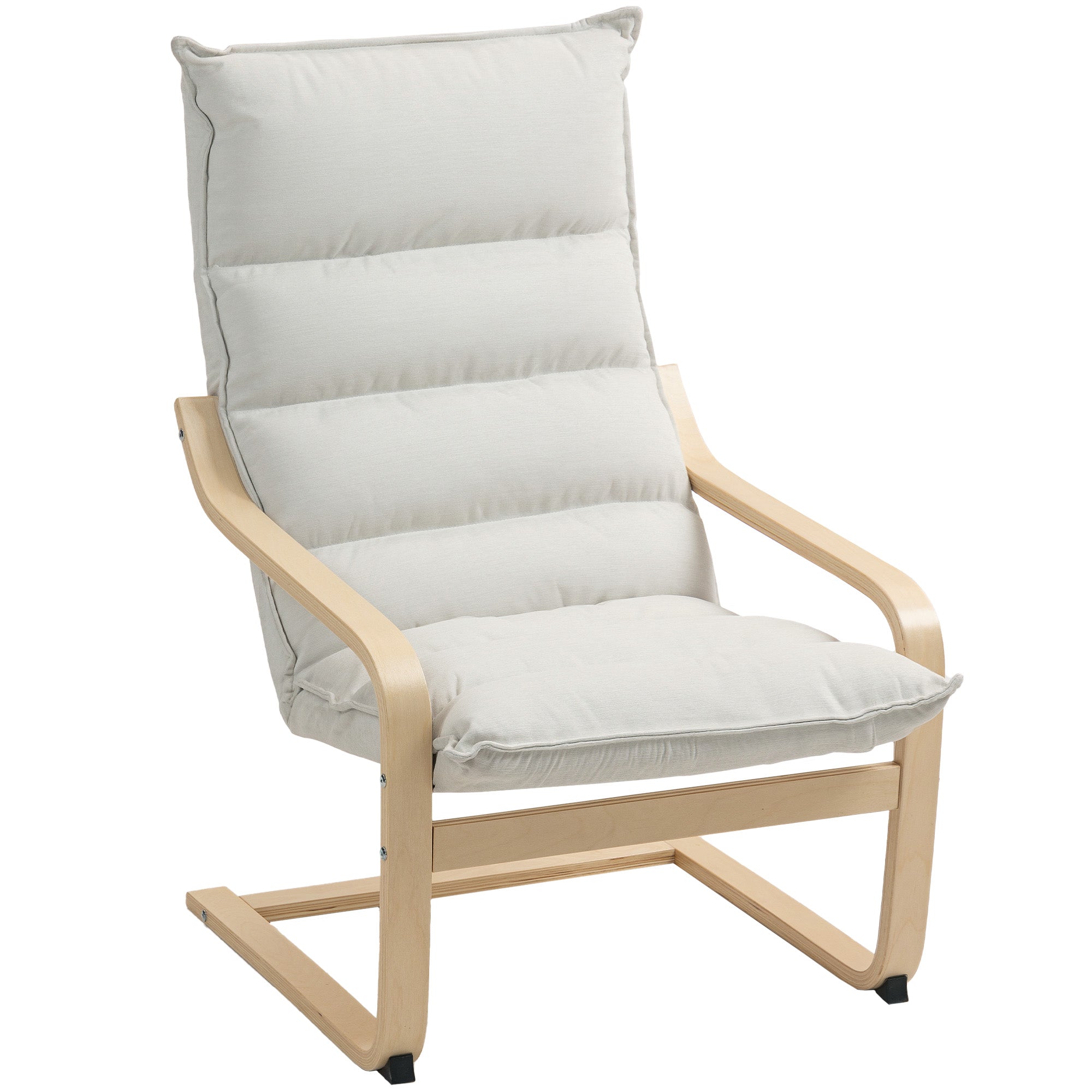 Modern Leisure Lounge Chair for Bedroom with Curved Armrests, Cushions, Velvet Lounge Chair - 67 x 83 x 105 cm, Cream