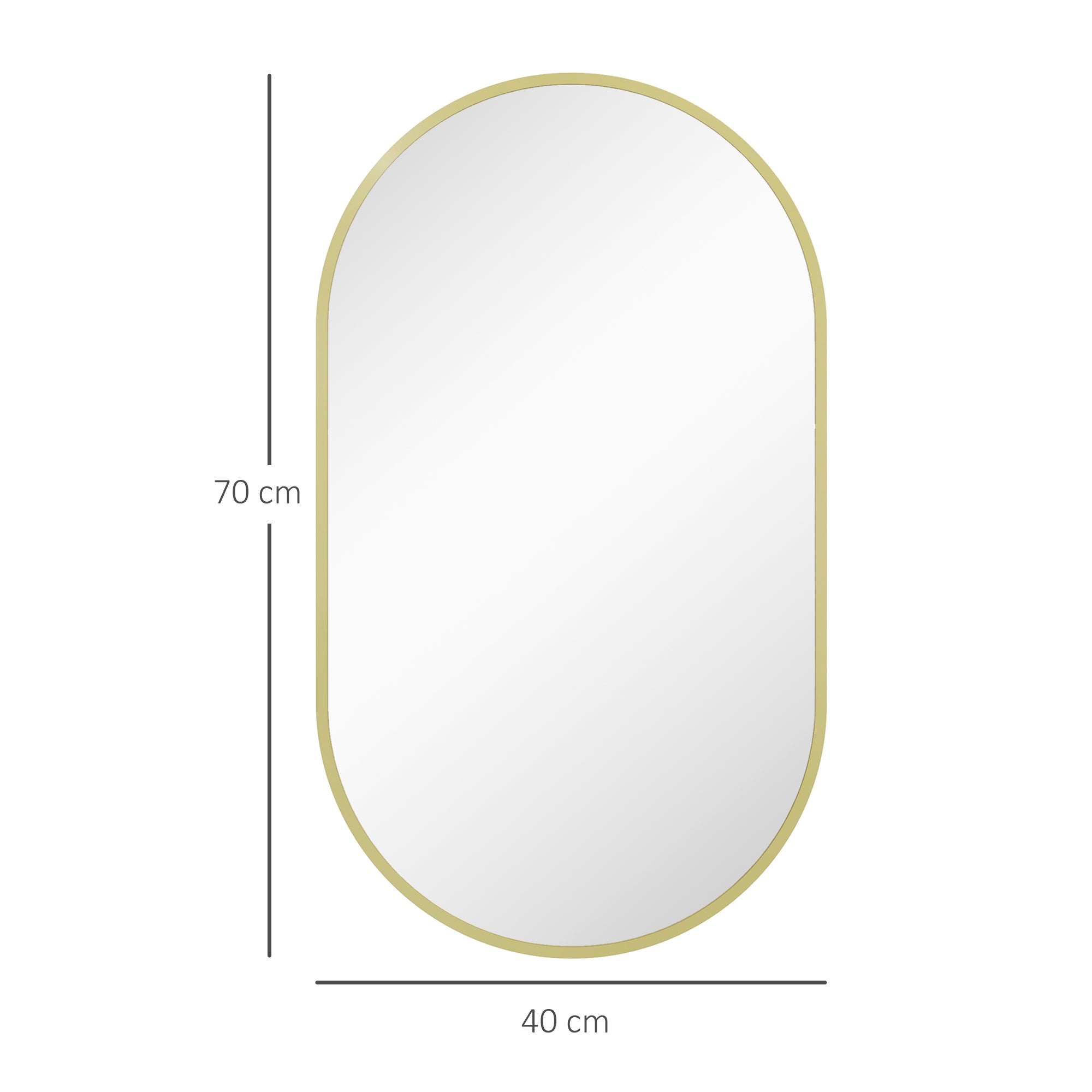 Oval Bathroom Mirror 40x70 cm with Aluminum Frame Decorative Wall Mirror Horizontal or Vertical for Living Room Entryway Hallway Gold
