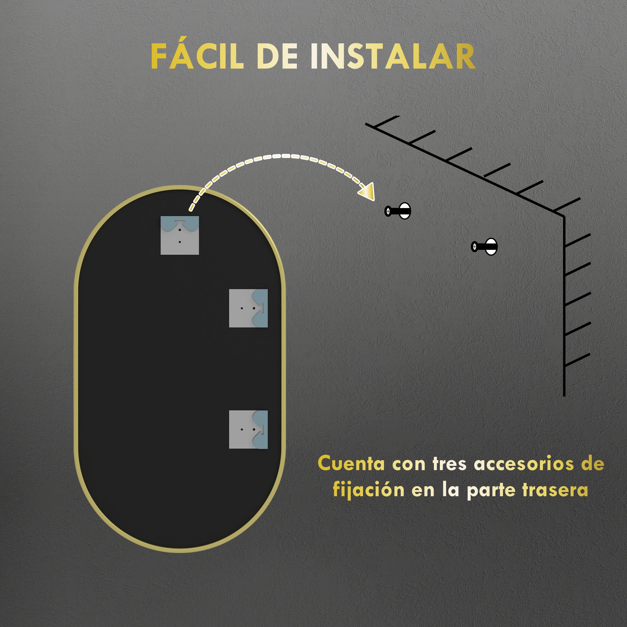 Oval Bathroom Mirror 40x70 cm with Aluminum Frame Decorative Wall Mirror Horizontal or Vertical for Living Room Entryway Hallway Gold