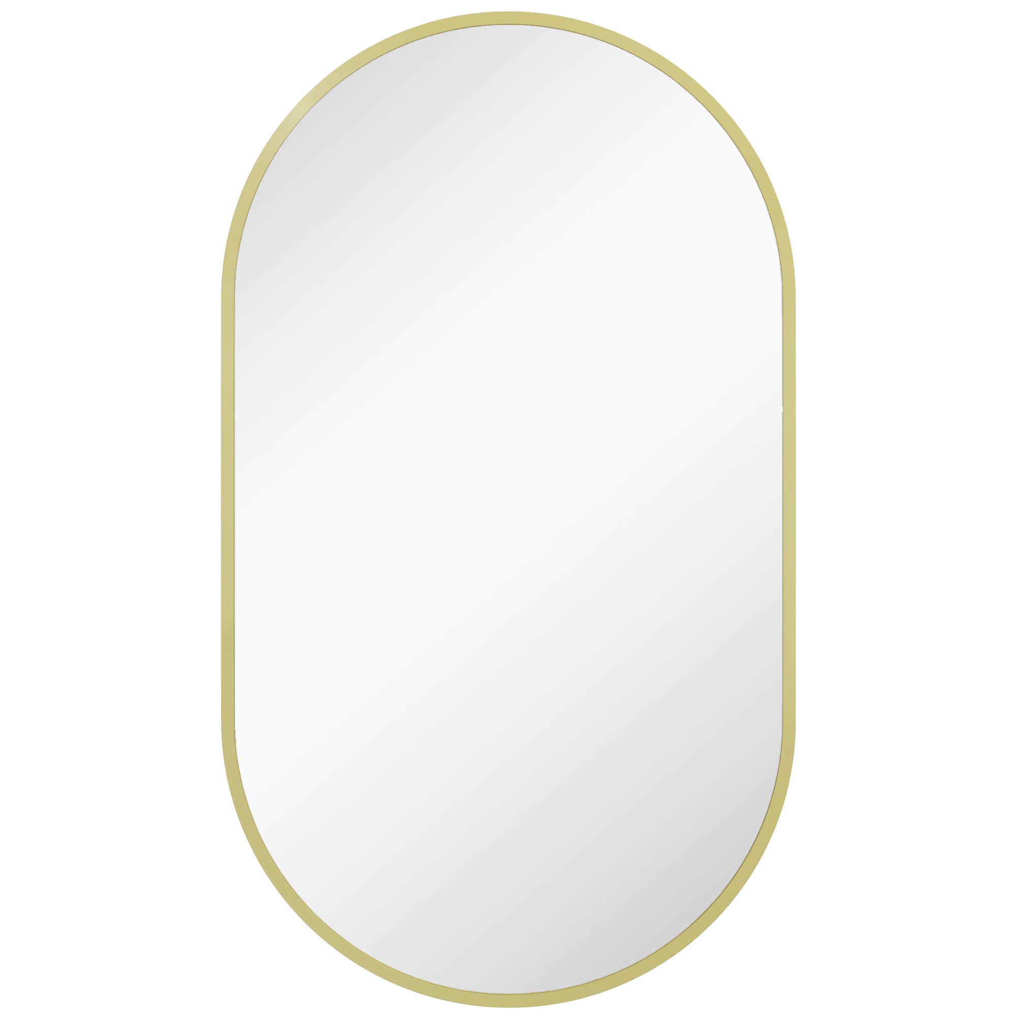 Oval Bathroom Mirror 40x70 cm with Aluminum Frame Decorative Wall Mirror Horizontal or Vertical for Living Room Entryway Hallway Gold