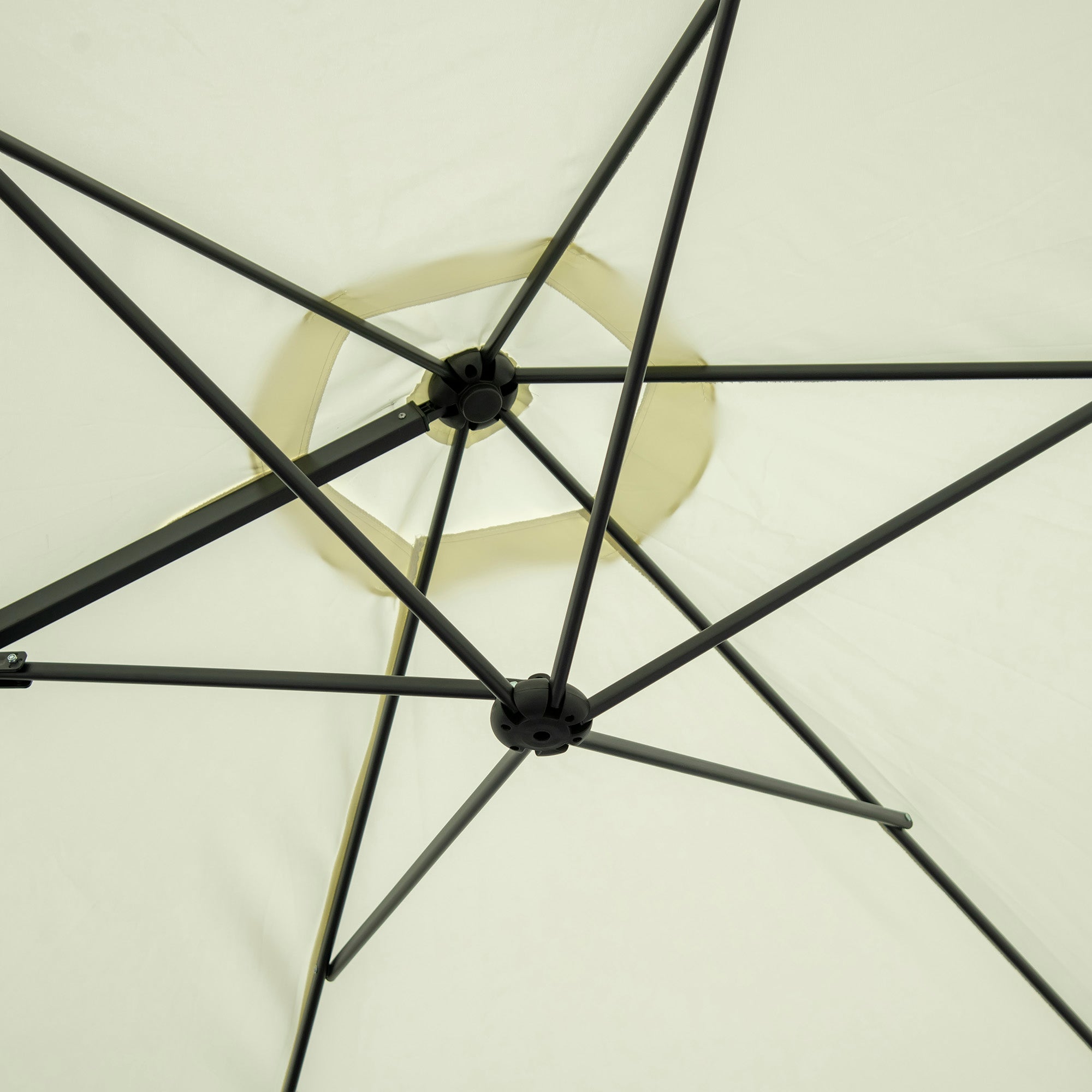 Ø256x245 cm Garden Umbrella Offset Parasol with 360° Manual Rotation and Cross Base for Patio Terrace Outdoor Beige