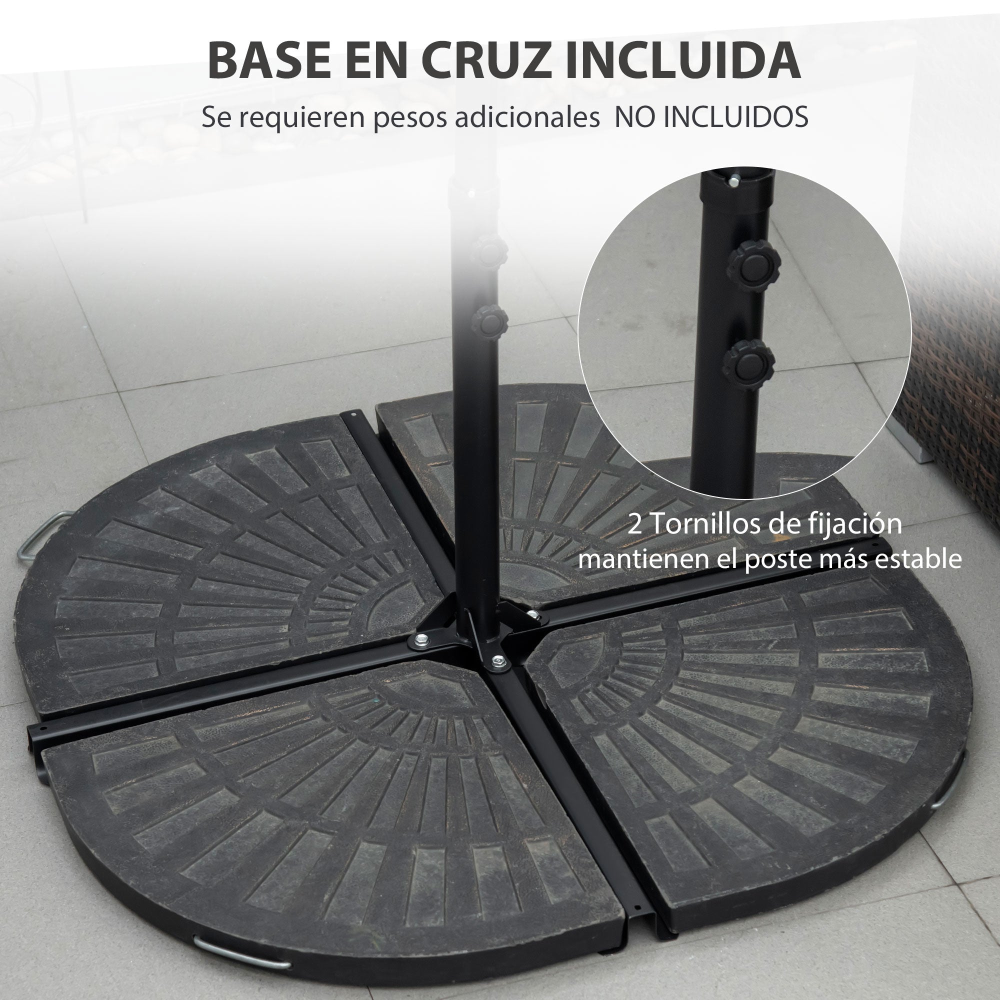 Ø256x245 cm Garden Umbrella Offset Parasol with 360° Manual Rotation and Cross Base for Patio Terrace Outdoor Beige