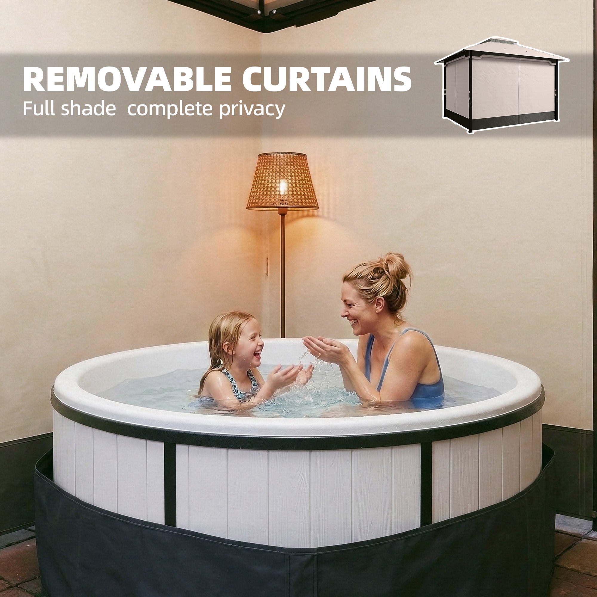 Metal Garden Gazebo 11.8 x 9.8 ft (3.6 x 3.0 m) – Water-Resistant, Stable & Winter-Ready with Double Roof, Mosquito Net, Side Curtains, Drainage Holes — Khaki