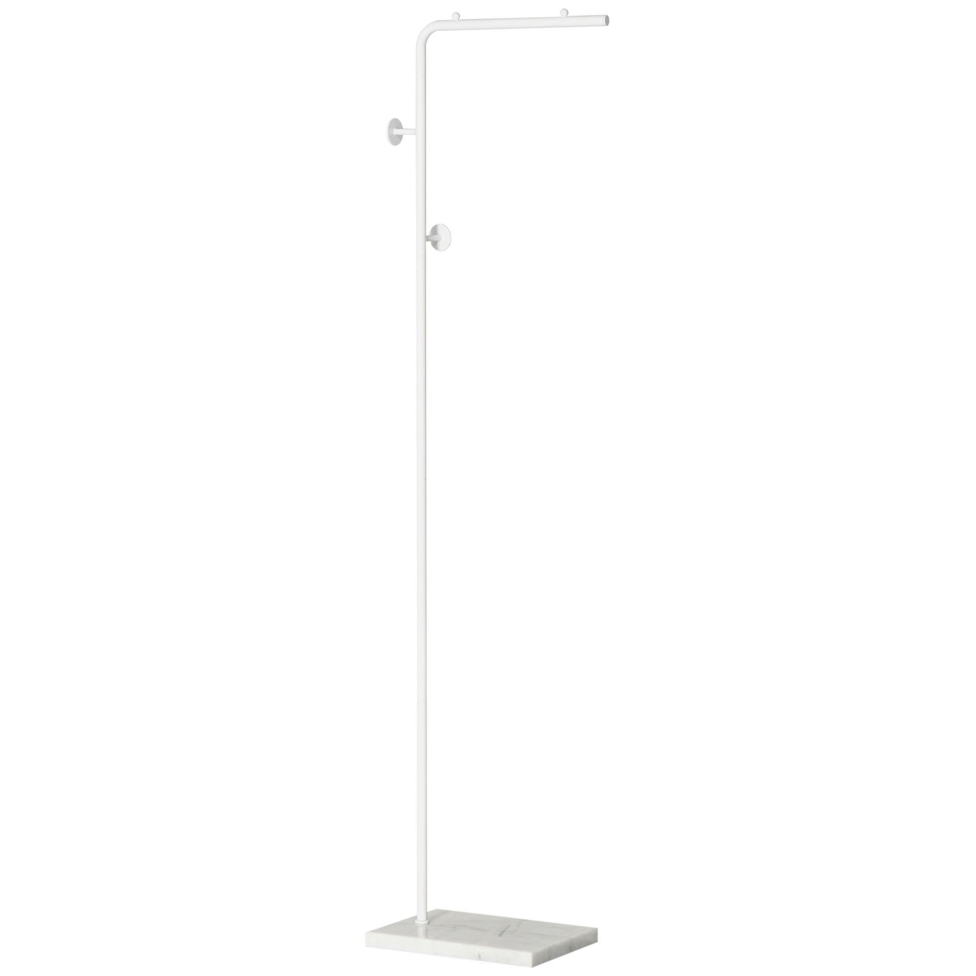 Coat Rack with Marble Base Modern Coat Stand with 2 Round Hooks Hangers for Bedroom Hallway Entryway 35x25x170 cm White