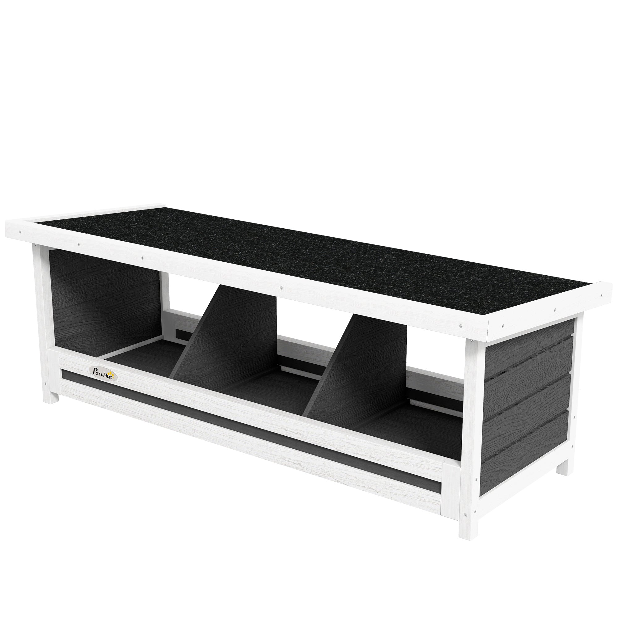 Chicken Laying Nest 3 Stalls with Asphalt Roof, Wood Construction, for Indoor and Outdoor Use, 95 x 37 x 34 cm, Gray Black
