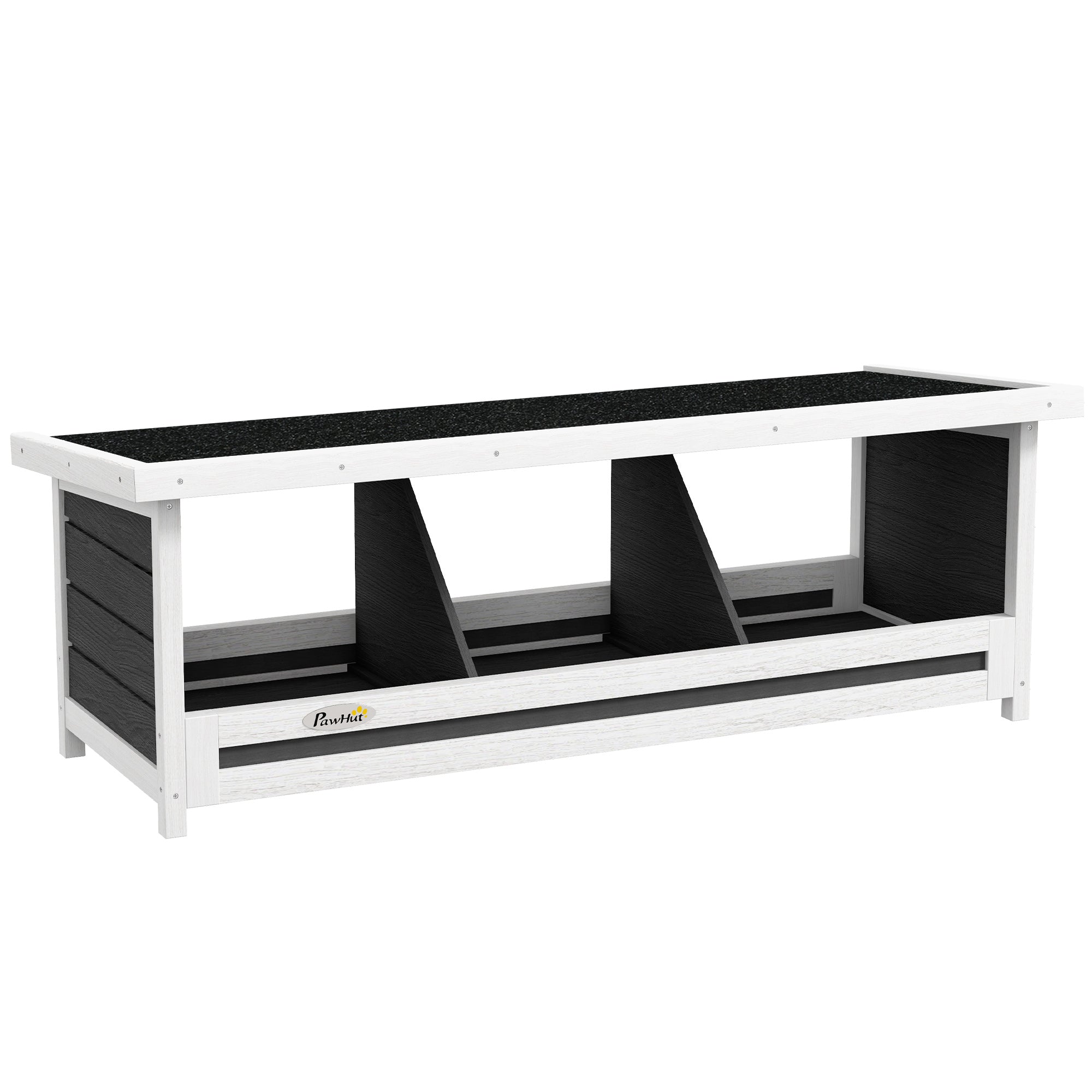 Chicken Laying Nest 3 Stalls with Asphalt Roof, Wood Construction, for Indoor and Outdoor Use, 95 x 37 x 34 cm, Gray Black