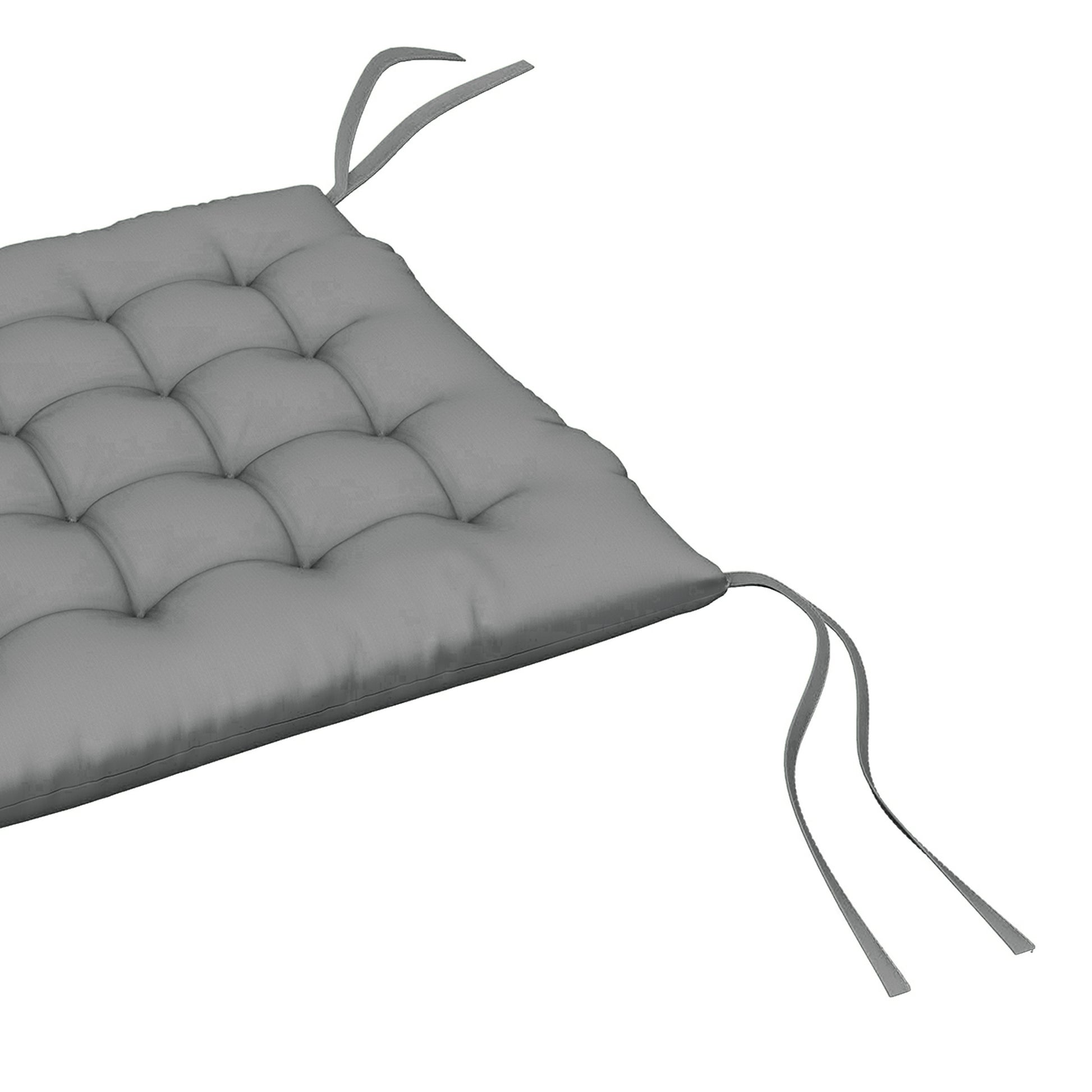 Set of 6 garden chair cushions, Padded outdoor cushions, great comfort cm with ties, dimensions 40L x 40W cm Gray