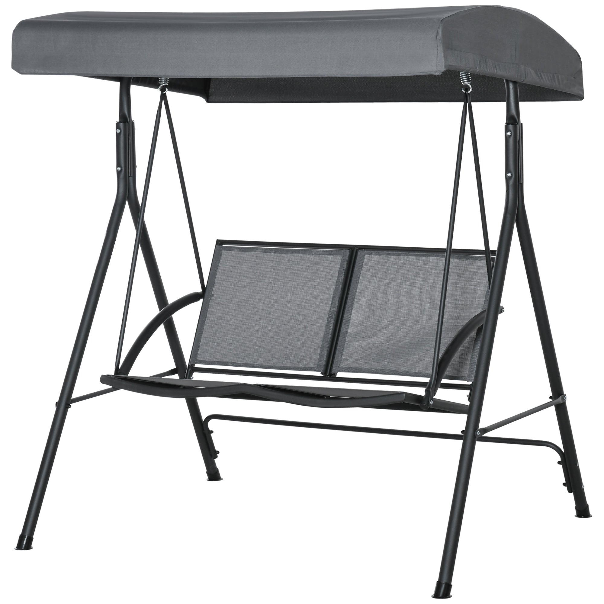 2-Seater Garden Swing for Outdoors with Adjustable Canopy and Texteline Seat, 140x118x162cm Gray