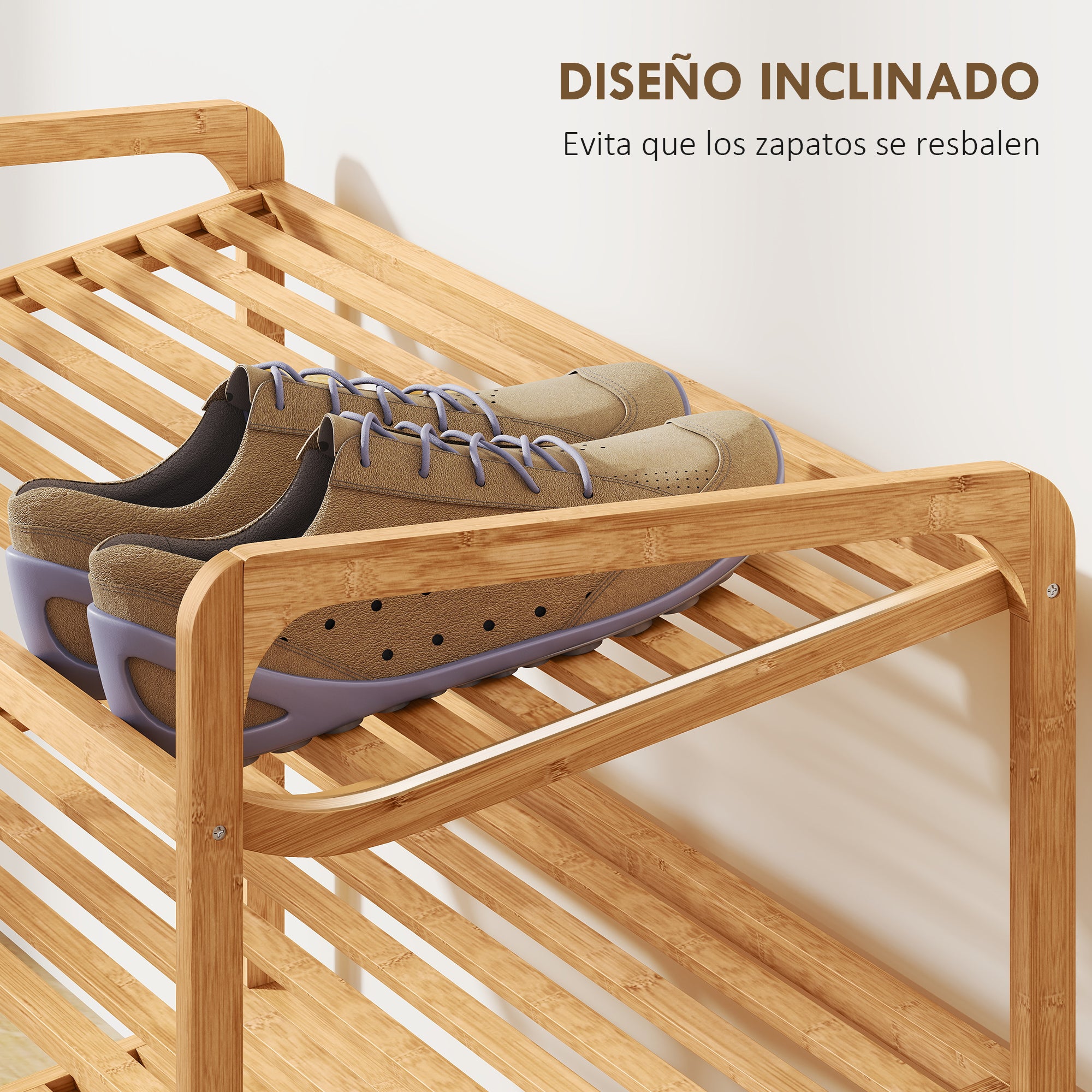 3-Tier Bamboo Shoe Rack for 12 Pairs of Shoes Entryway Shoe Storage Organizer 76x33x50.8 cm Natural