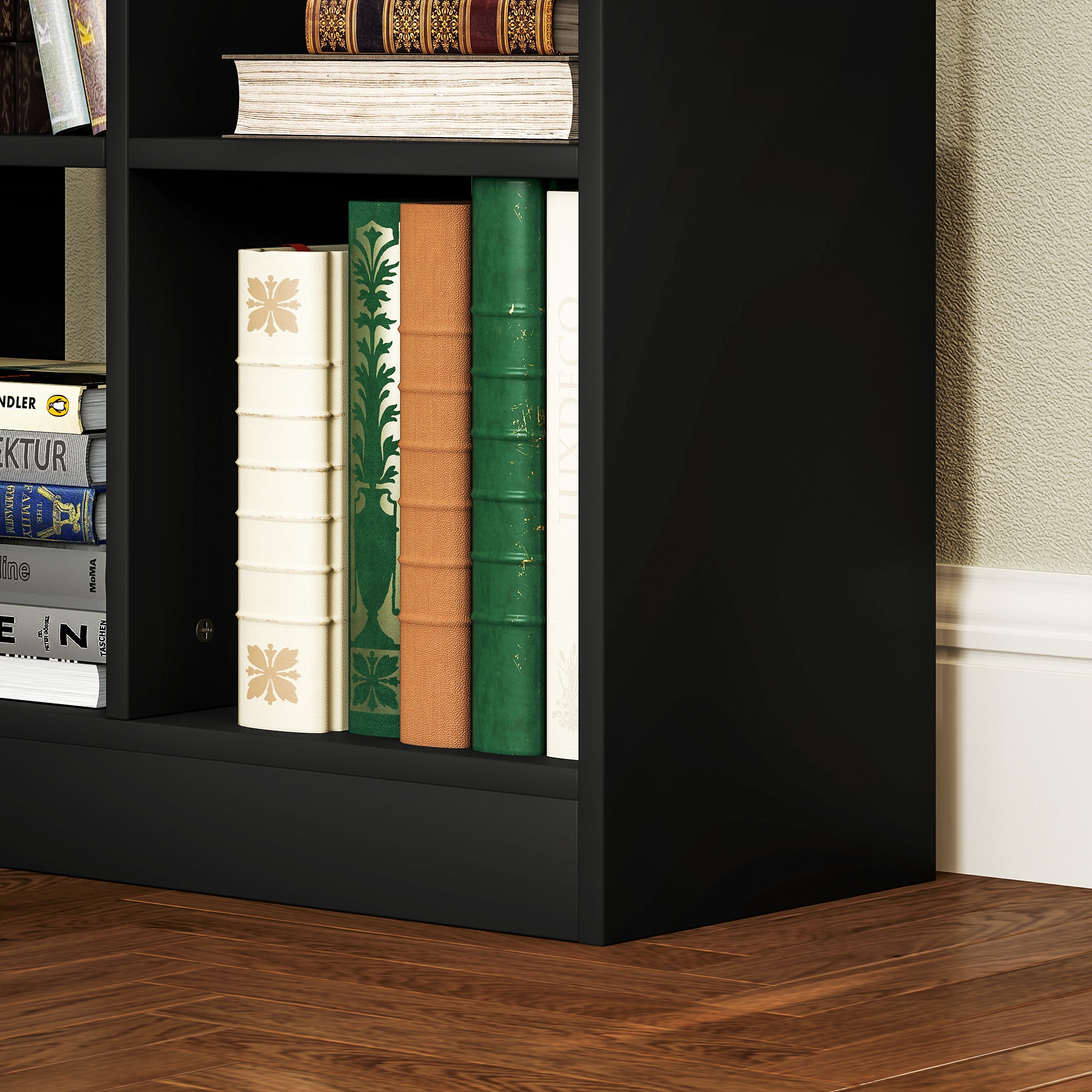 Bookshelf with Drawer and 9 Storage Compartments Bookshelf Shelving Unit for Living Room Office Study 60x26x158 cm Black