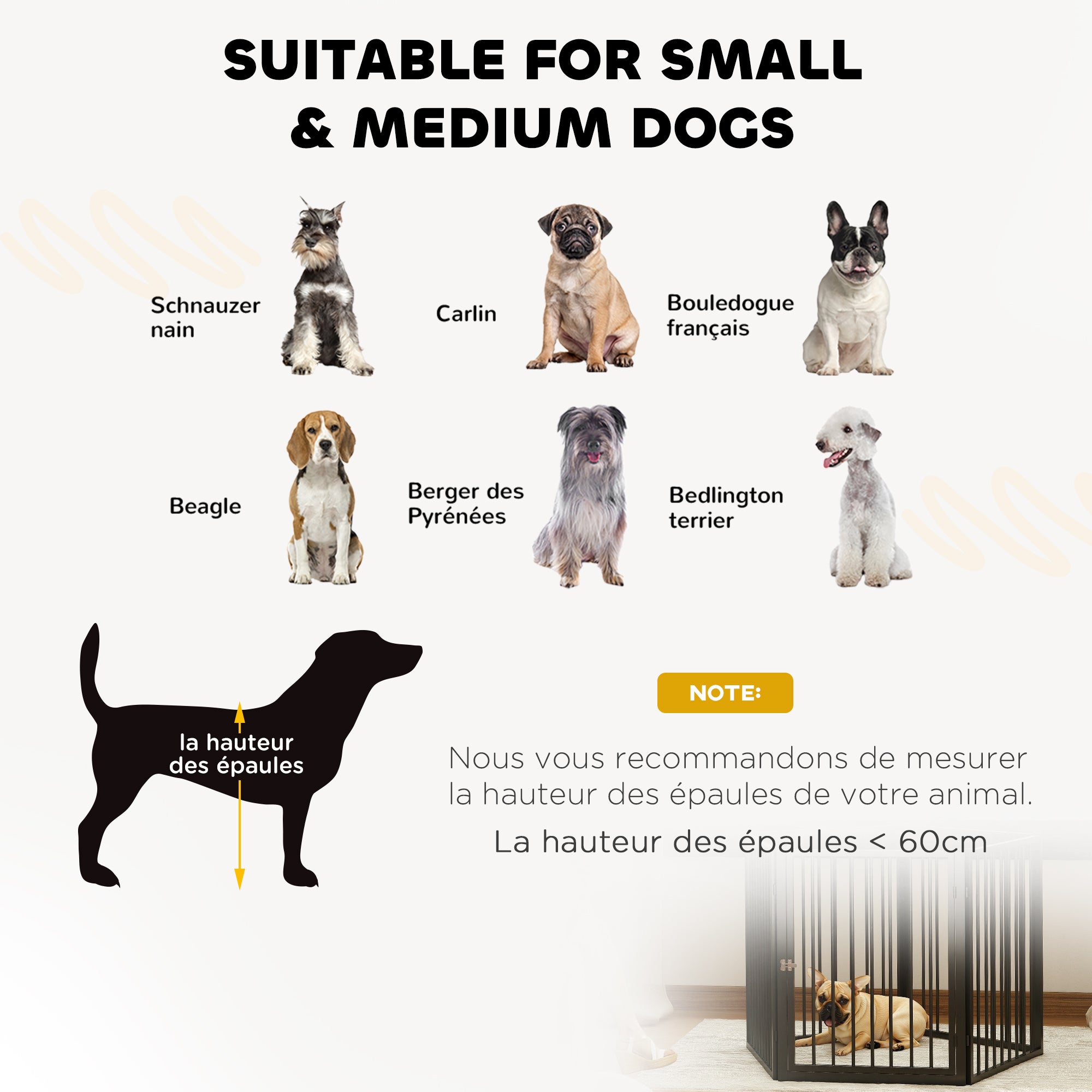 Dog Playpen, 5-Panel Modular and Foldable Dog Pen, Portable Metal Pen 76H cm with Door, Fence for Cats, Puppies, and Small Animals, Indoor and Outdoor, Black