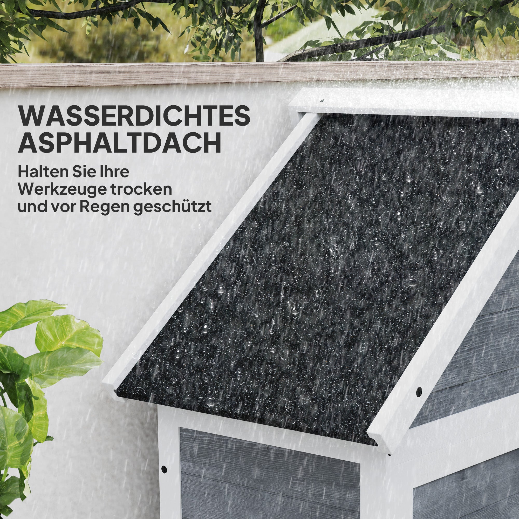 2 in 1 Garden Cabinet Wood, Tool Shed with Storage Cabinet Lockable Door Pent Roof Shelf 89x51x182cm, Weatherproof Tool Cabinet, Tool Shed for Garden, Patio, Light Gray