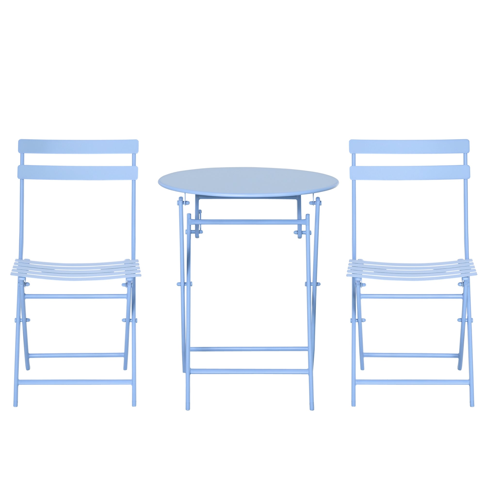 3-piece Garden Set Bistro Table with 2 Chairs for Yard Garden Foldable Light Blue