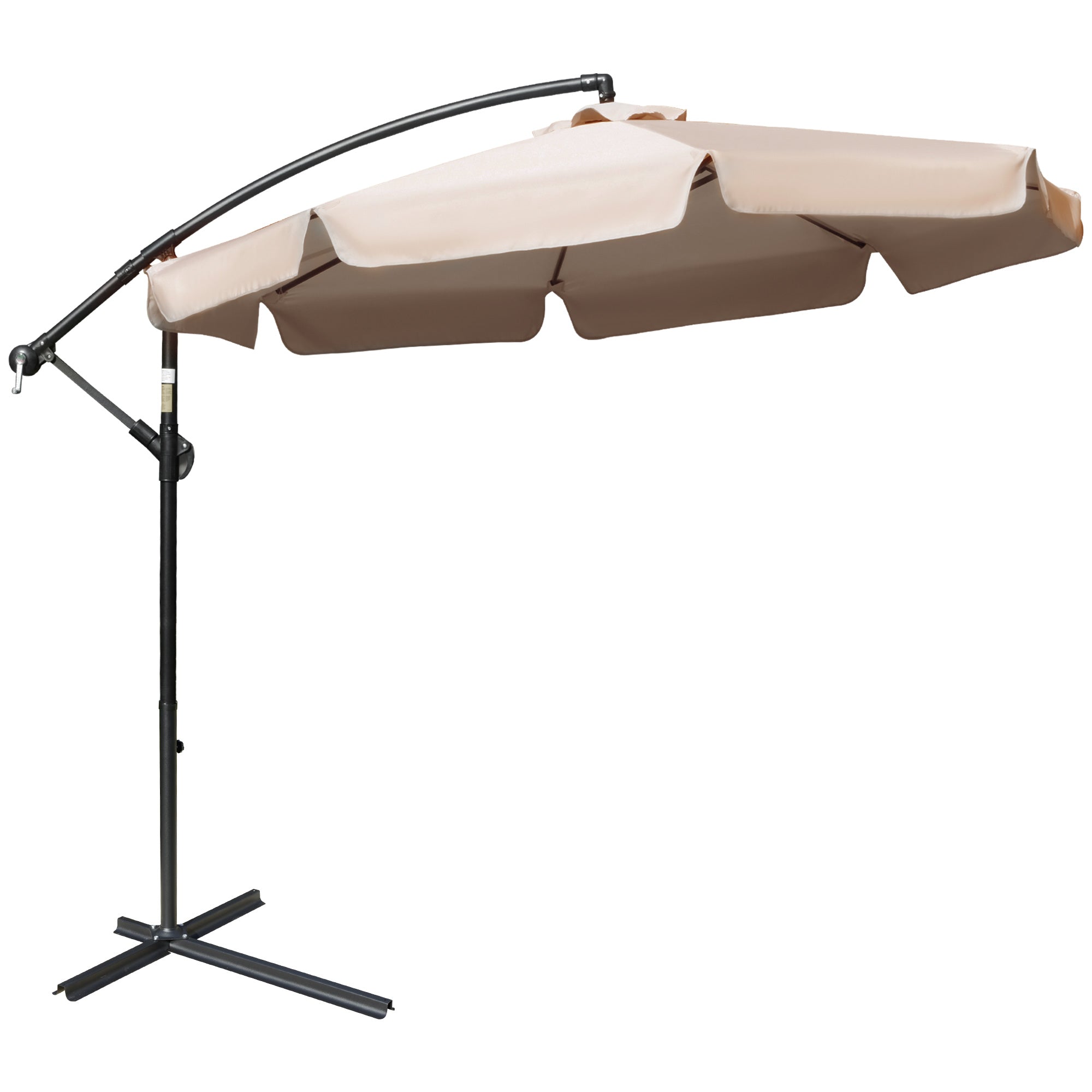 Offset Umbrella 2.7x2.7m with Adjustable Canopy, Cross Base, Air Vents, Crank, Metal and Polyester Garden Umbrella, for Courtyard Terrace, Light Brown
