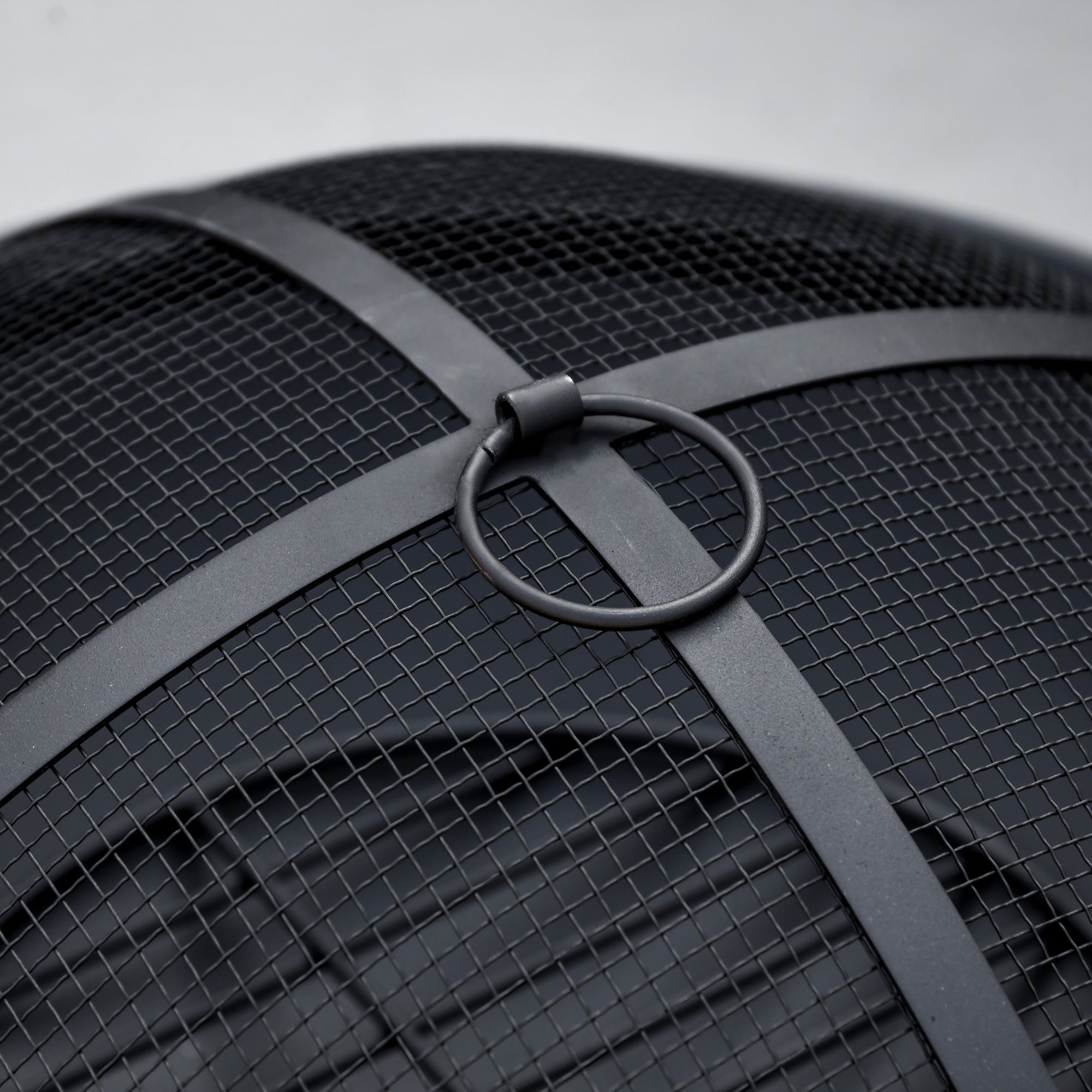 Outdoor Fire Pit Metal Fire Bowl with Spark Screen and Poker for Garden Patio Camping Ø47x33 cm Black