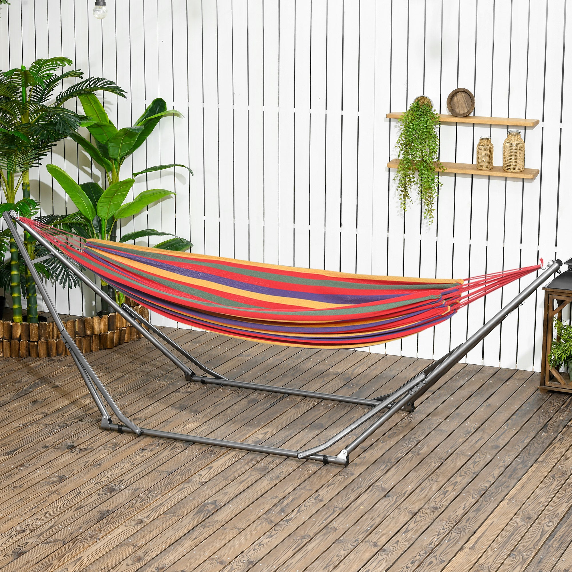 Hammock Stand for Hammock, Foldable 2-in-1 Hammock Stand, Clothes Rack for Patio, Garden, Yard, Supports up to 120kg, Steel, 290 x 92 x 88cm