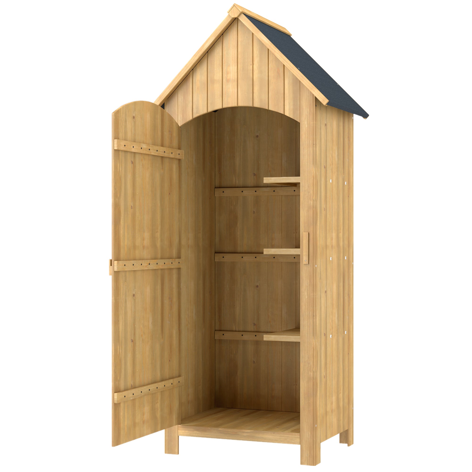 Outdoor Garden Shed Wood 77.5x54.2x179.5 cm 0.3 m² Exterior Garden Shed Tool Storage Cabinet with 3 Shelves and 2 Lockable Doors for Patio Terrace Natural
