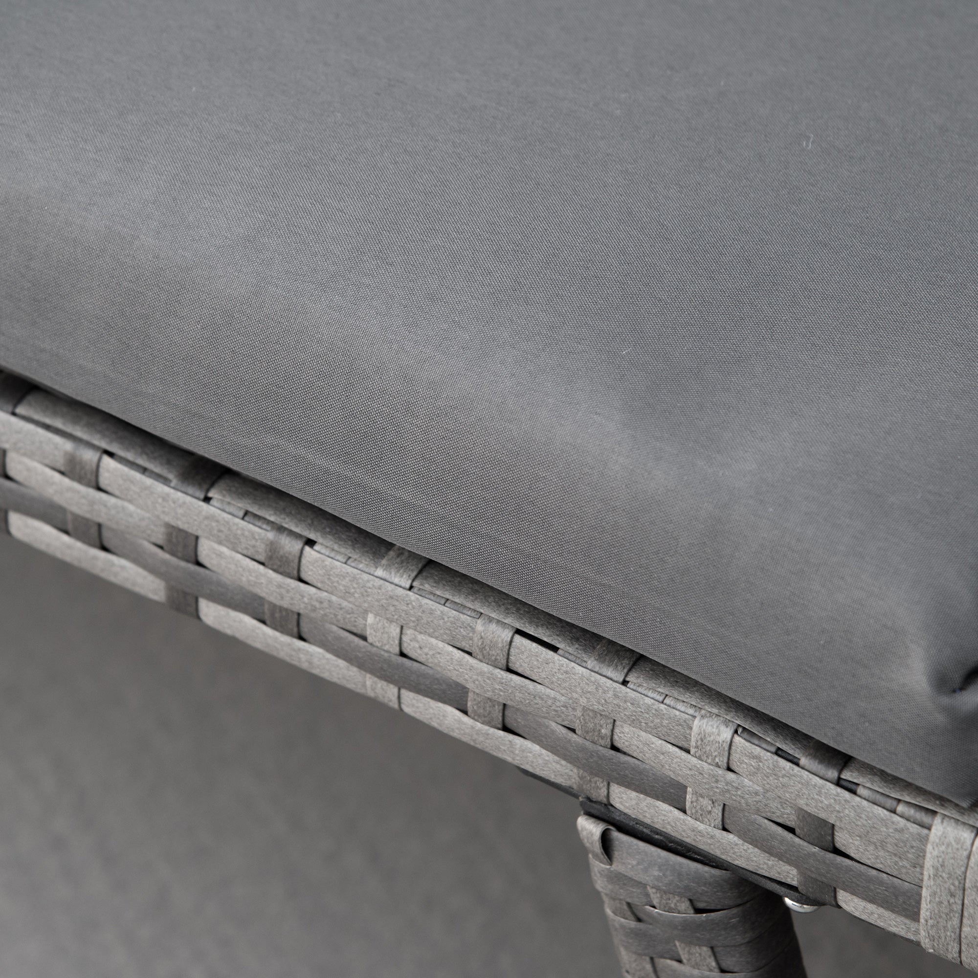 Poly Rattan Garden Sofa 2 Seater Outdoor Furniture Lounge Sofa Garden Bench Lounger with Foldable Armrests Steel Grey 129 x 63 x 67 cm