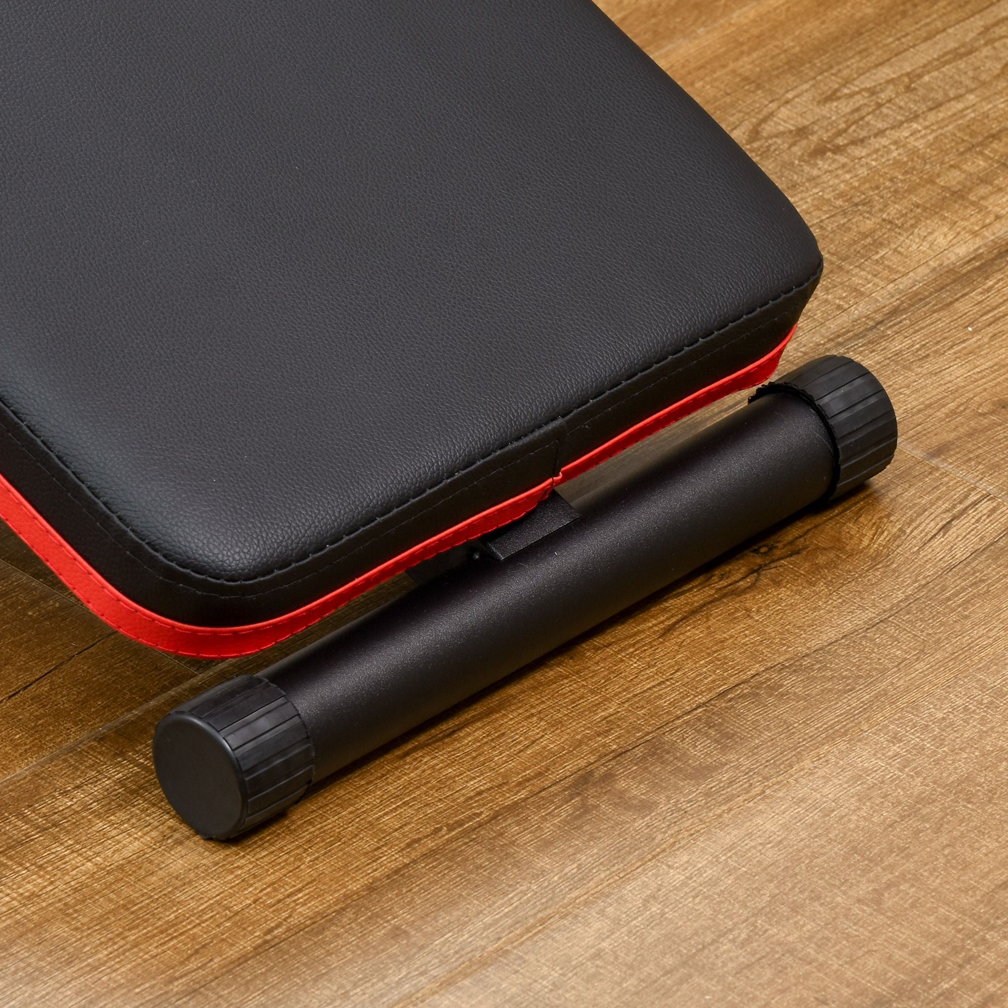 Foldable and Adjustable Abdominal Bench, Multifunctional Gym Weight Bench with Padded Backrest, 47x139x51-69cm, Black and Red