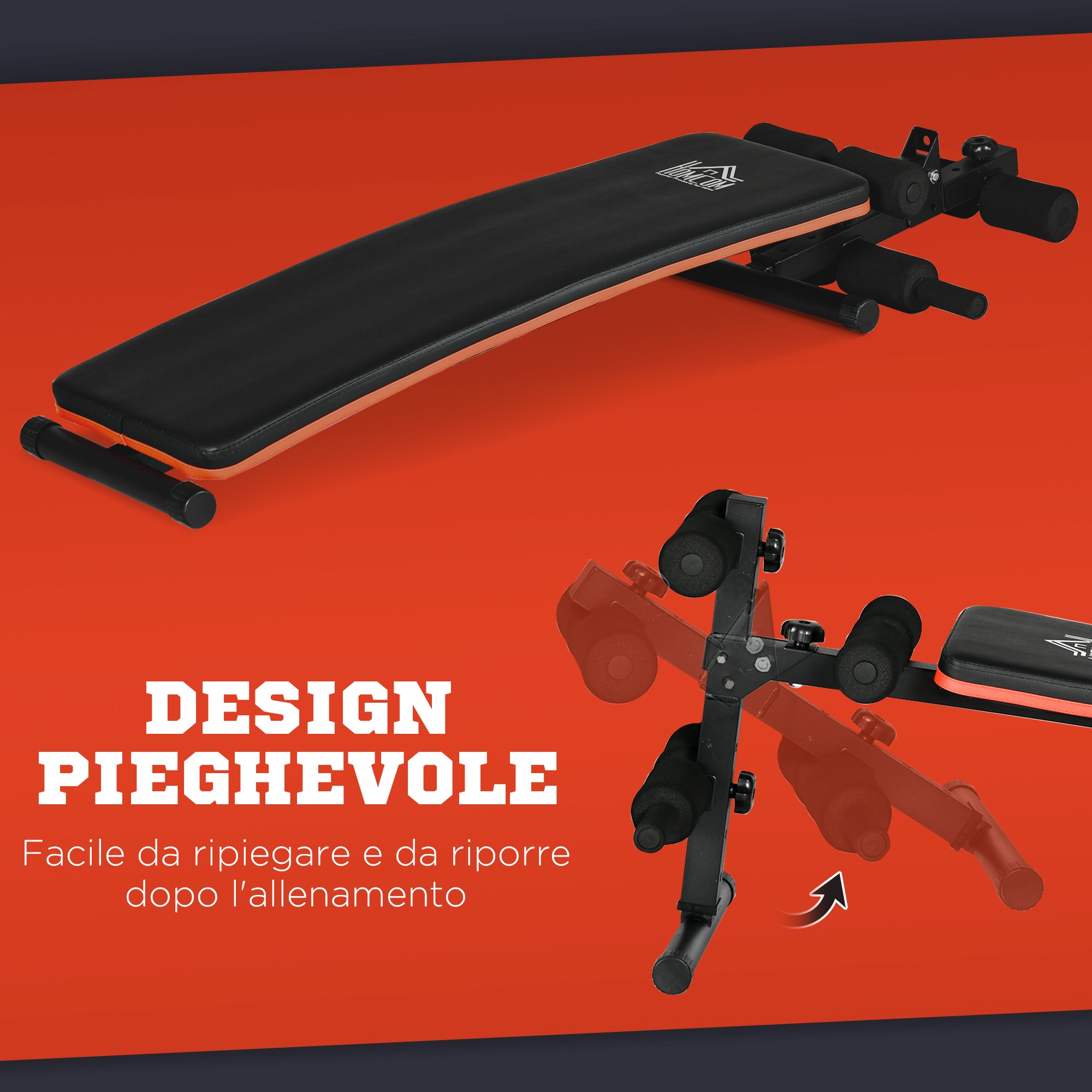 Foldable and Adjustable Abdominal Bench, Multifunctional Gym Weight Bench with Padded Backrest, 47x139x51-69cm, Black and Red