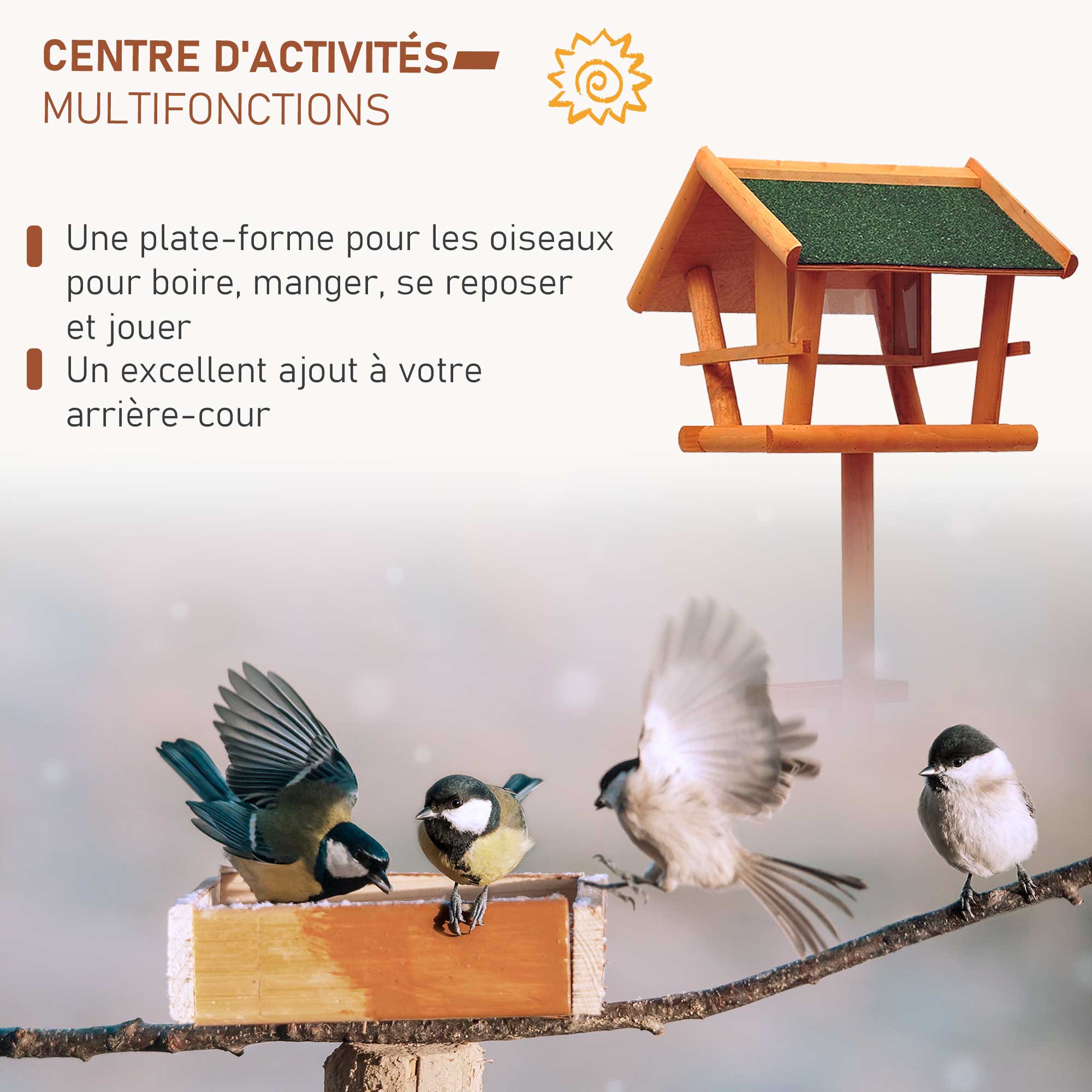 Wild Bird Feeding Station on Stand Birdhouse with Tray Bird Station Wood for Outdoor 150cm