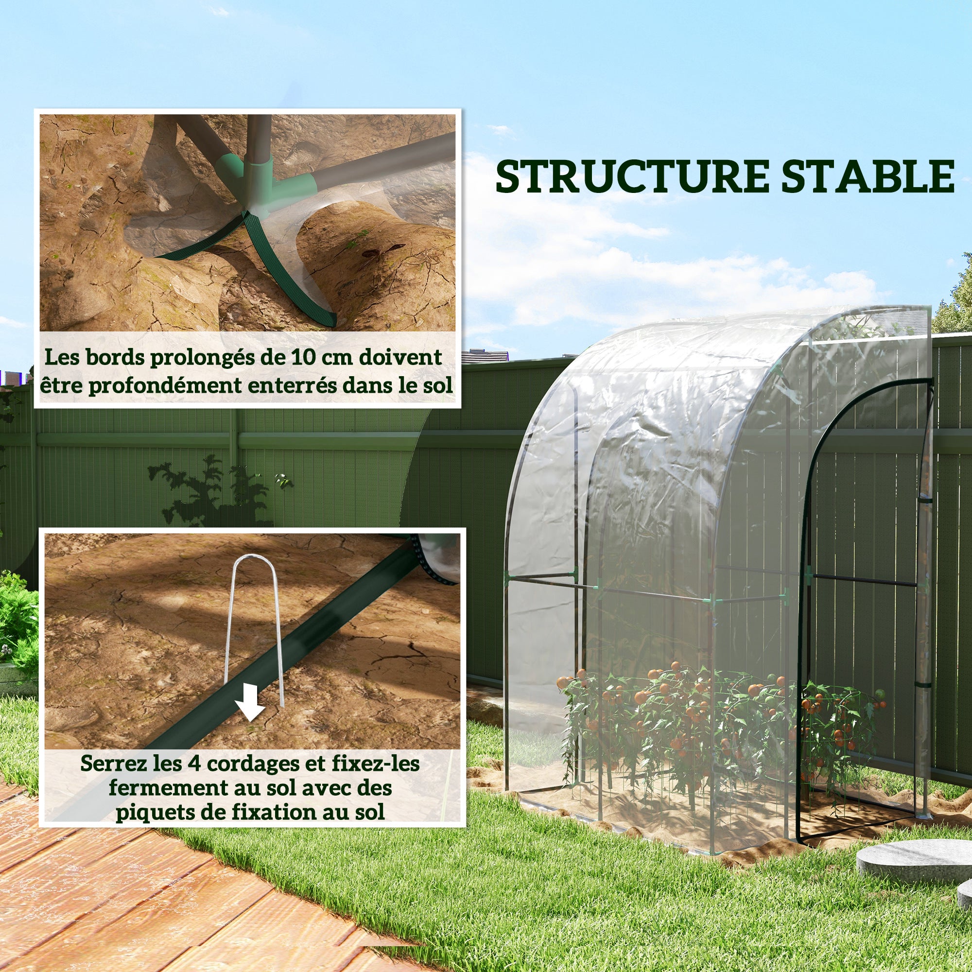 Lean-To Garden Greenhouse, Balcony Greenhouse, Reinforced PVC Tarpaulin, Steel Frame, 2 Roll-Up Zippered Doors, for Vegetables Plants Flowers, Indoor and Outdoor, 143x118x212cm, Transparent