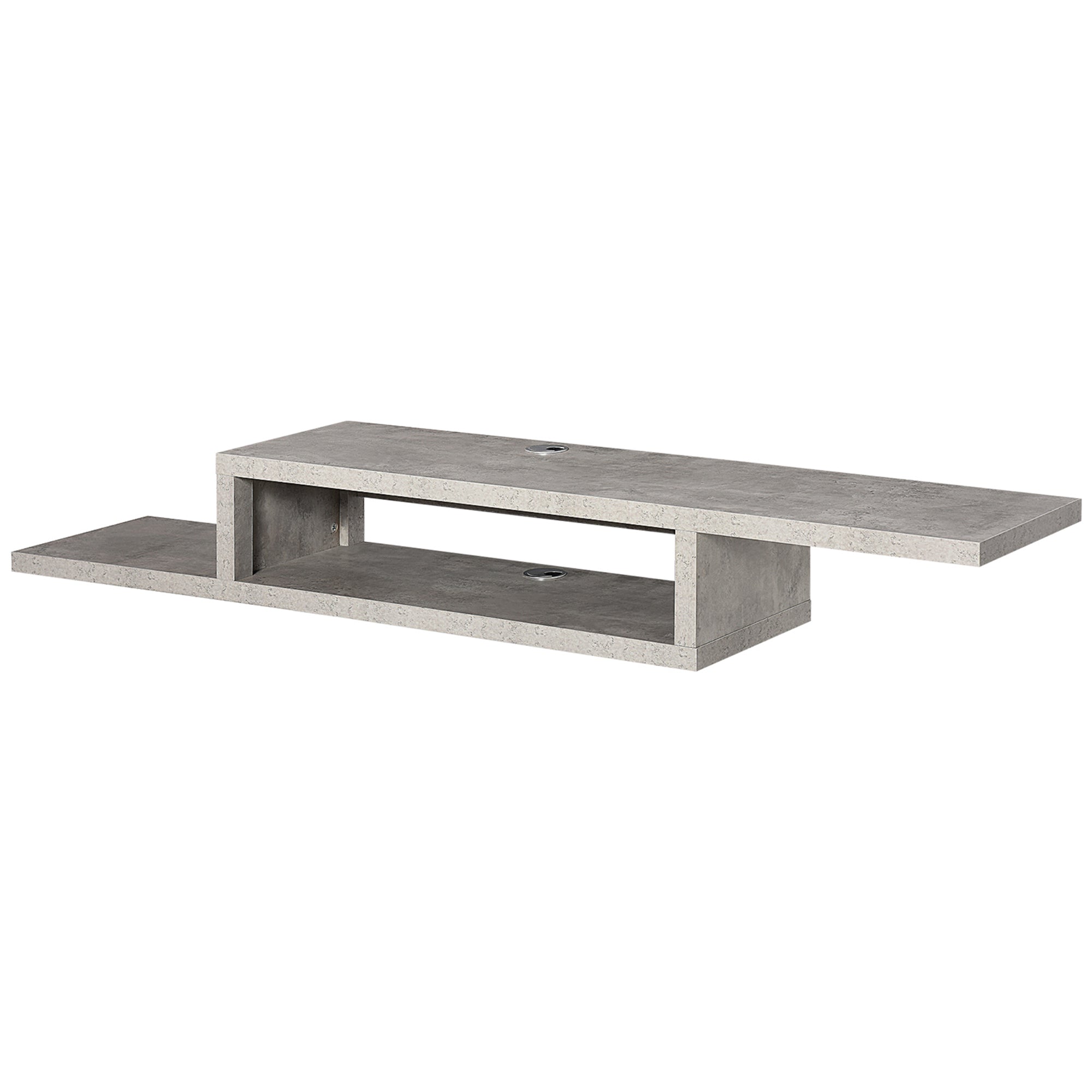 Floating Wall-Mounted TV Stand TV Stand - Floating Wall Shelf - Niche, Cable Holes - Gray