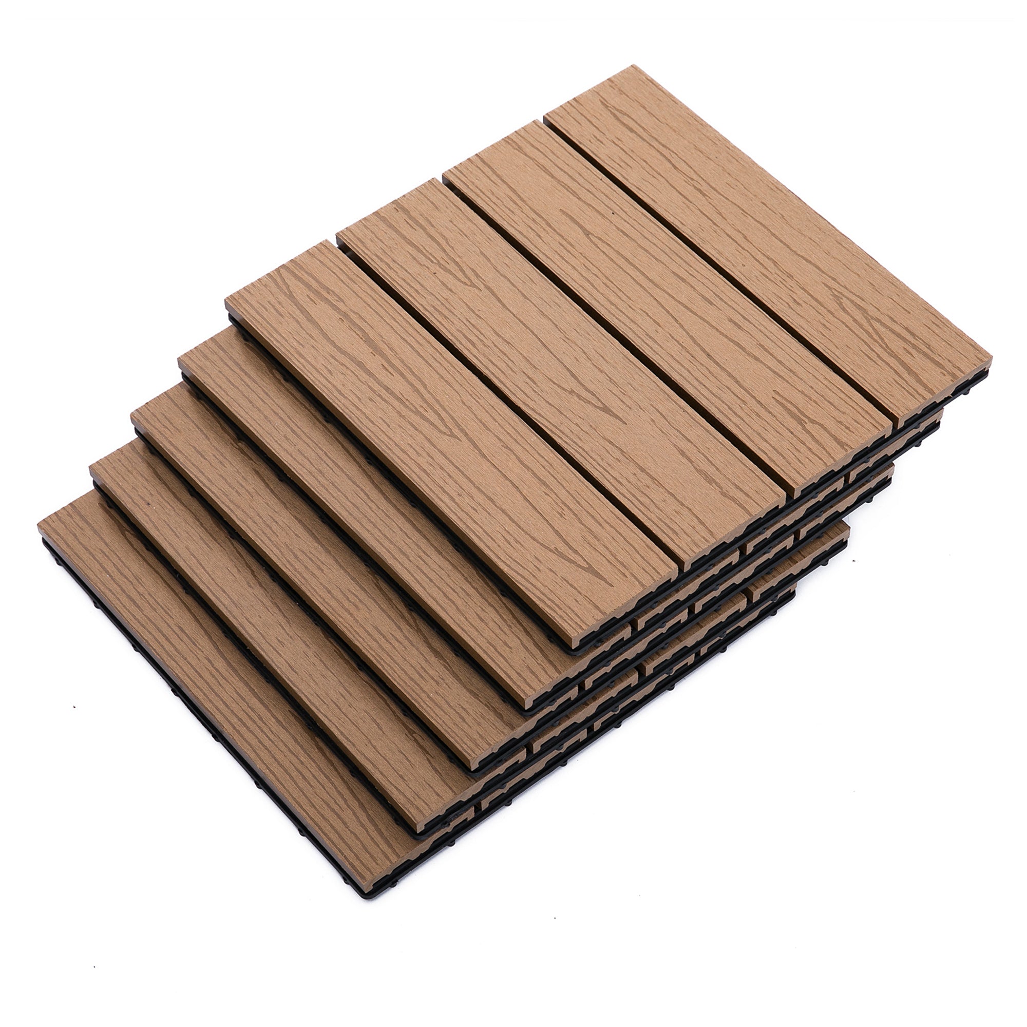 Terrace Tiles - Interlocking Deck Tiles - Set of 11 pcs, Max Surface 10.76 sq ft - Easy Installation, dim. 11.81 x 11.81 inches