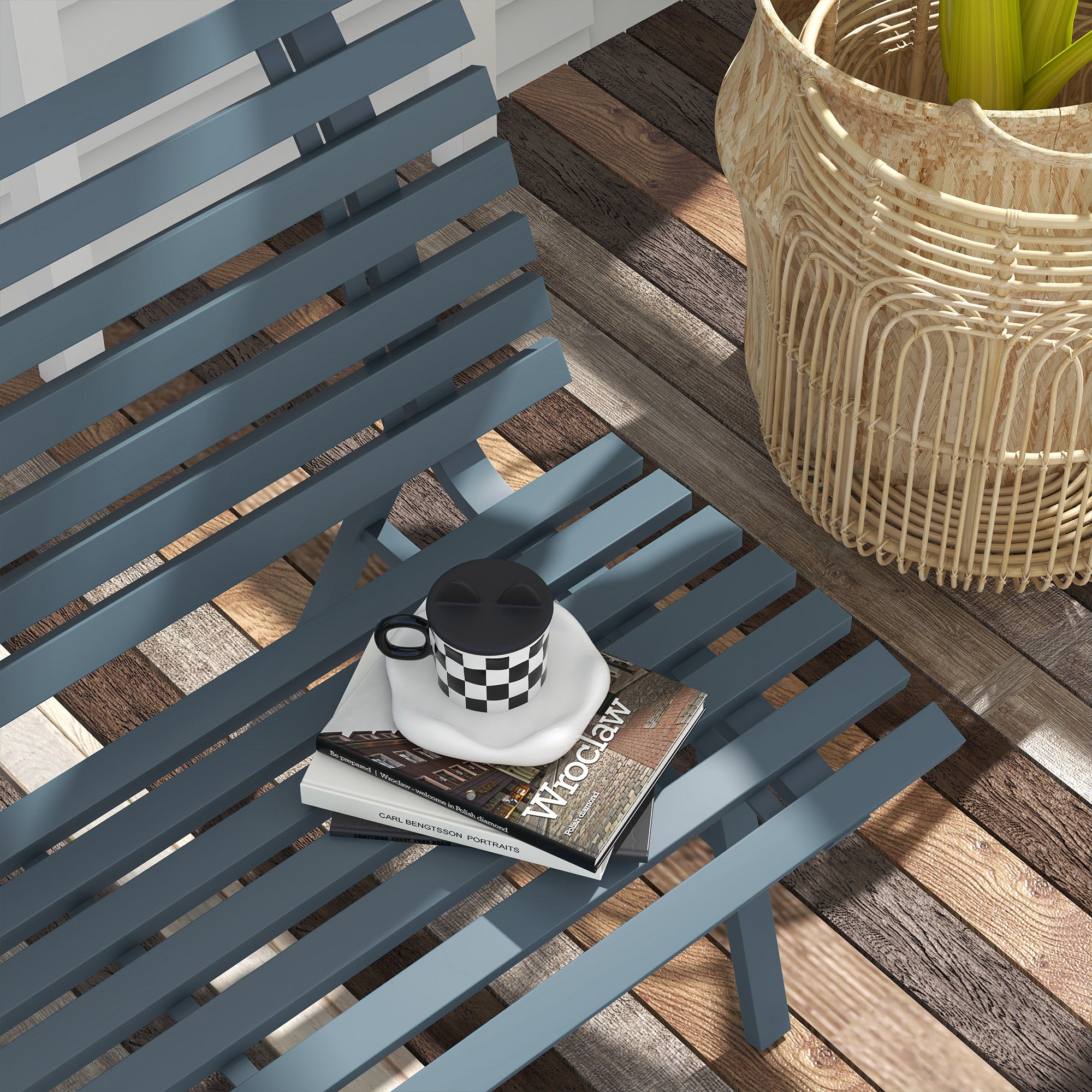 2-Seater Aluminum Garden Bench, Weatherproof Bench, UV Resistant Garden Furniture with Slatted Design, Park Bench 240kg Load Capacity, Balcony Bench for Balcony Terrace, Garden, 123x67x79cm, Blue