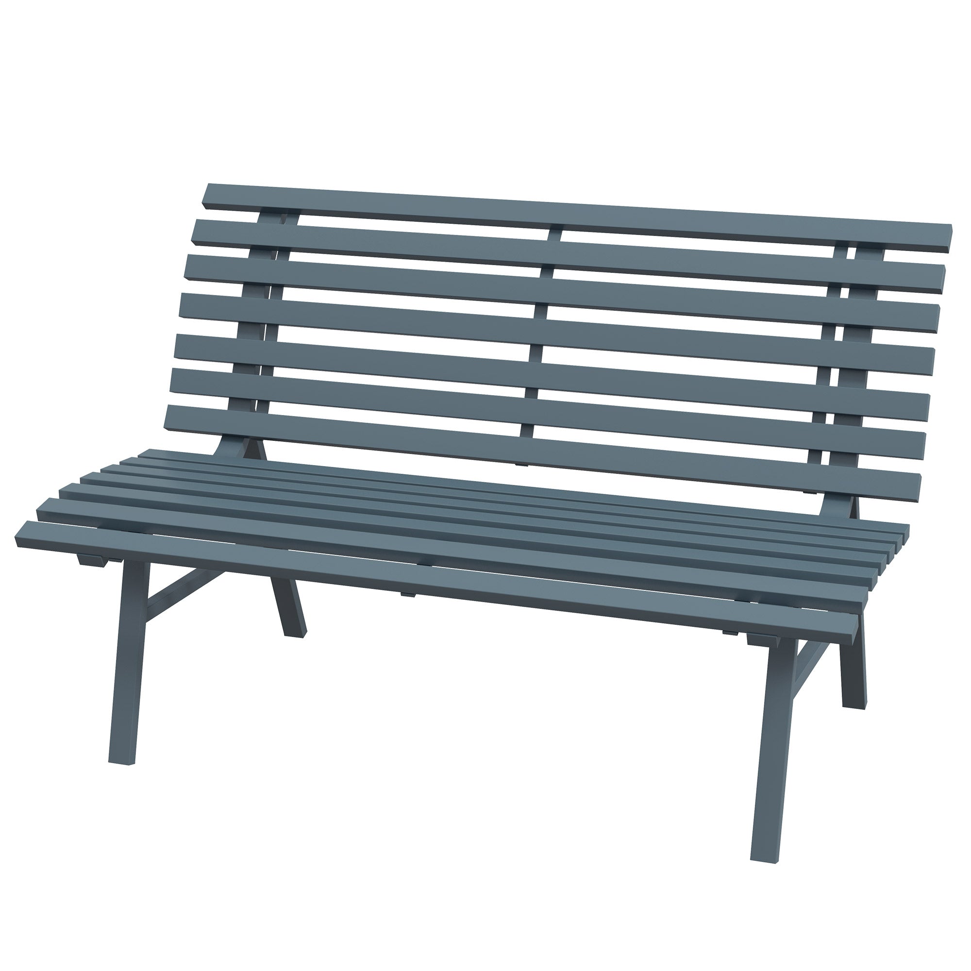 2-Seater Aluminum Garden Bench, Weatherproof Bench, UV Resistant Garden Furniture with Slatted Design, Park Bench 240kg Load Capacity, Balcony Bench for Balcony Terrace, Garden, 123x67x79cm, Blue