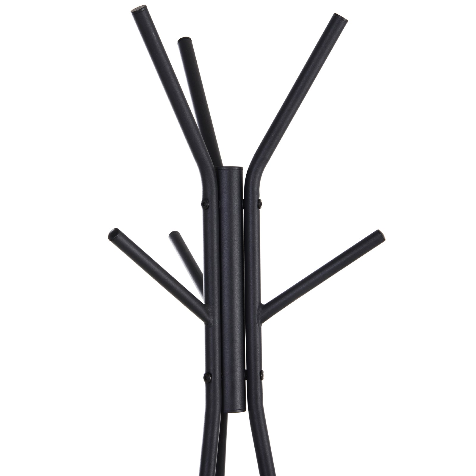 Metal Coat Rack Tree-Shaped Coat Rack for Hanging Clothes Bags Hat 6 Hooks with 2 Shelves 32.5x45.5x182cm