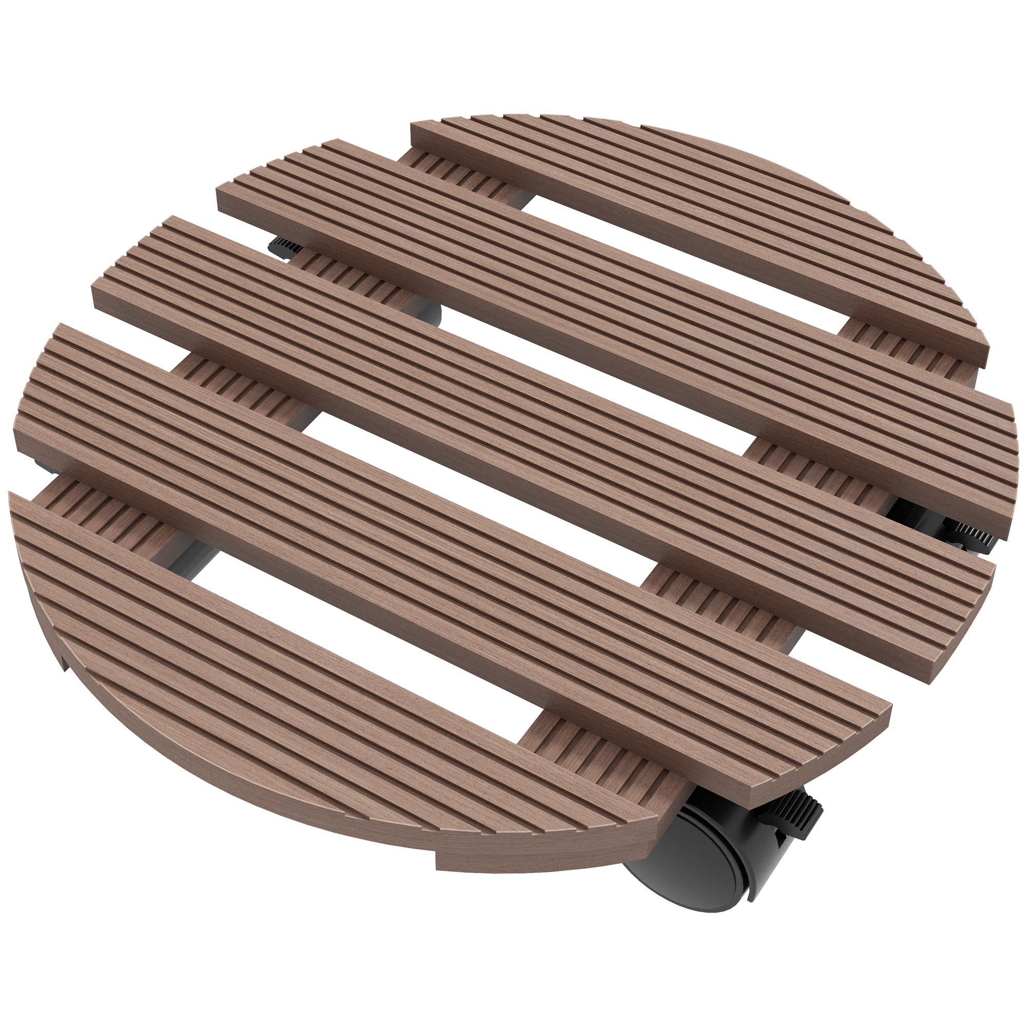 Set of 4 Round Plant Stands with Wheels - Flower Pot Holder Rolling Stand, for Indoor and Outdoor Use