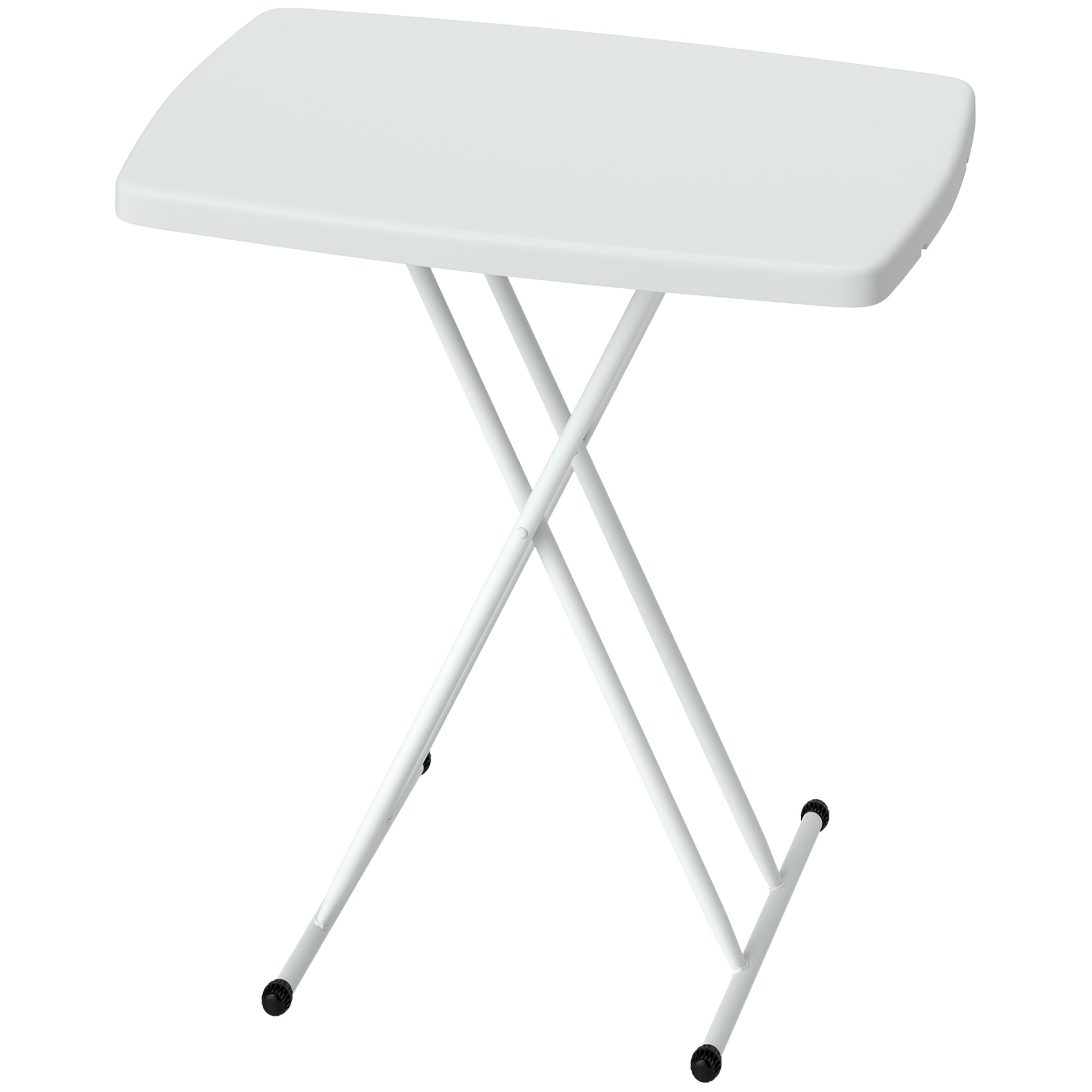 Side Table Garden Adjustable Height Outdoor Table, Foldable Plastic Balcony Table, Rectangular Coffee Table 50kg Capacity, 76x50x74H cm Coffee Table for Outdoor Indoor Balcony Terrace White