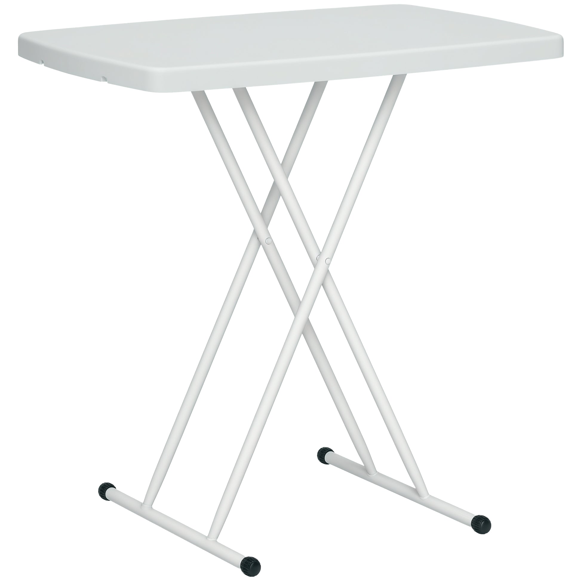 Side Table Garden Adjustable Height Outdoor Table, Foldable Plastic Balcony Table, Rectangular Coffee Table 50kg Capacity, 76x50x74H cm Coffee Table for Outdoor Indoor Balcony Terrace White