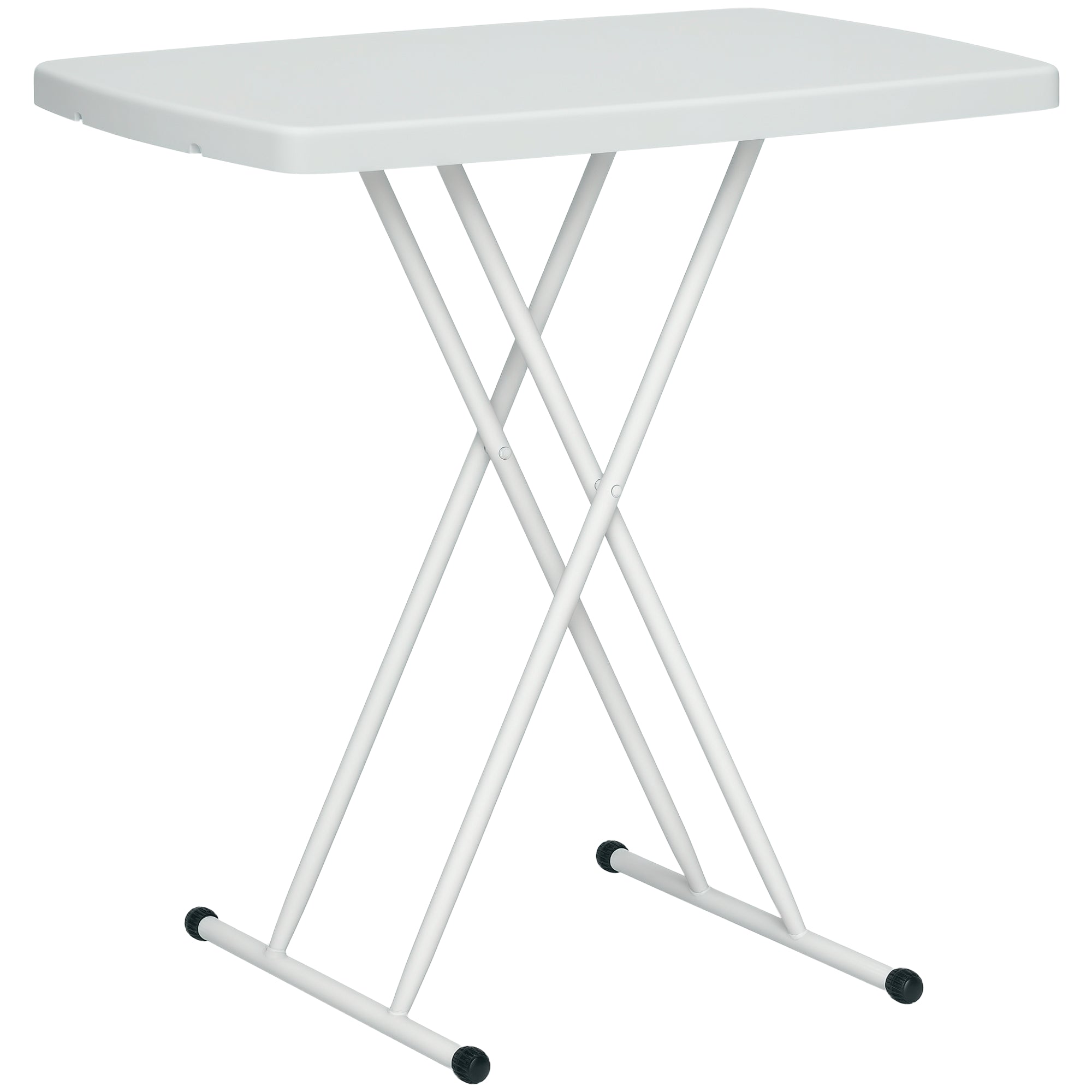 Side Table Garden Adjustable Height Outdoor Table, Foldable Plastic Balcony Table, Rectangular Coffee Table 50kg Capacity, 76x50x74H cm Coffee Table for Outdoor Indoor Balcony Terrace White