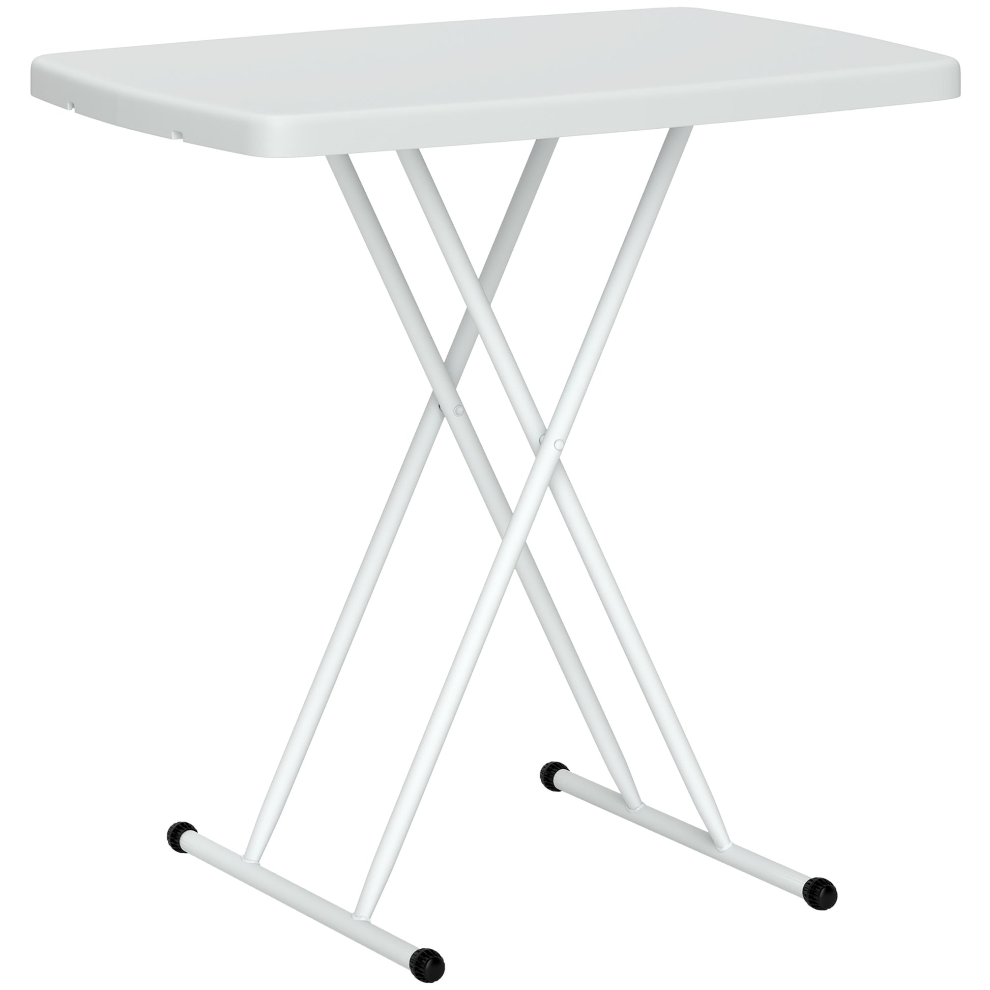 Side Table Garden Adjustable Height Outdoor Table, Foldable Plastic Balcony Table, Rectangular Coffee Table 50kg Capacity, 76x50x74H cm Coffee Table for Outdoor Indoor Balcony Terrace White