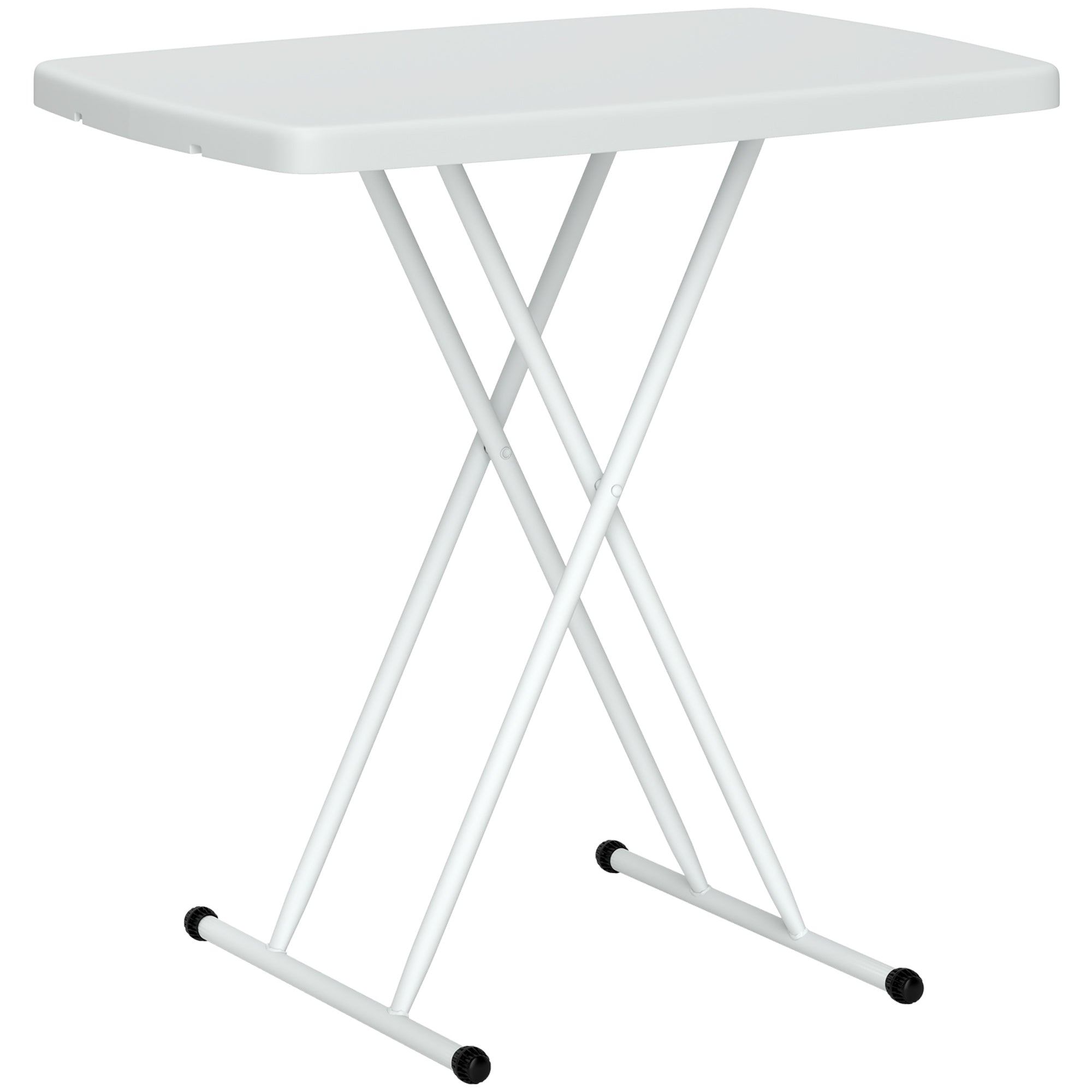 Side Table Garden Adjustable Height Outdoor Table, Foldable Plastic Balcony Table, Rectangular Coffee Table 50kg Capacity, 76x50x74H cm Coffee Table for Outdoor Indoor Balcony Terrace White