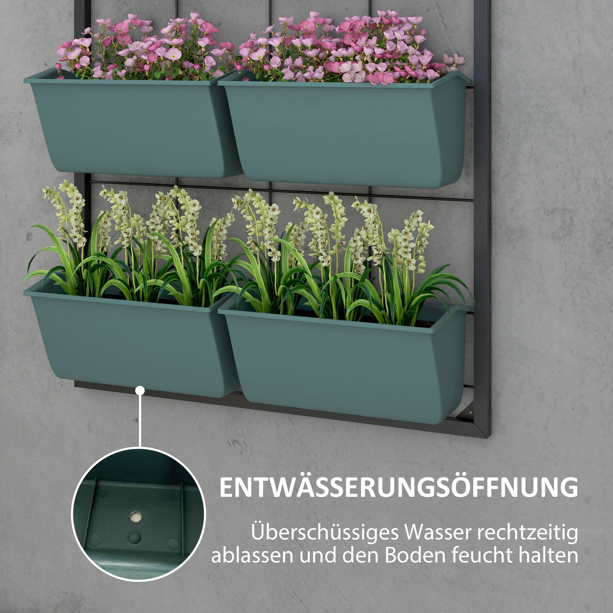 Flower Stand, Plant Stand with 8 Pots, Plant Shelf, Wall Mounted Plant Stand, Flower Shelf for Garden, Dark Green, 52.5 x 14 x 90 cm