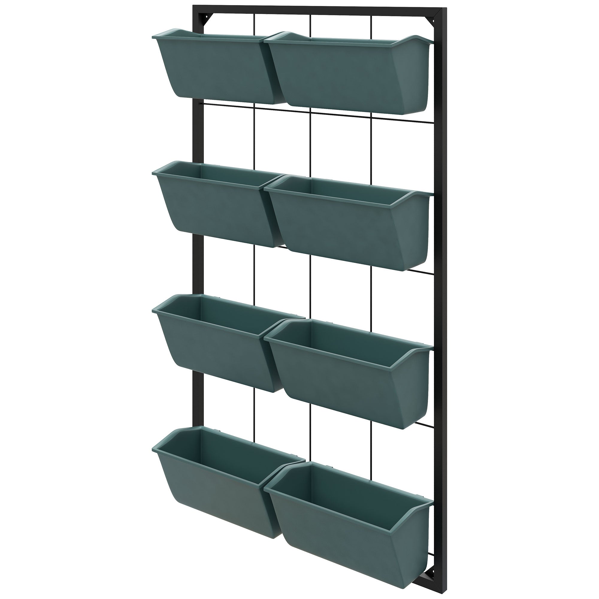 Flower Stand, Plant Stand with 8 Pots, Plant Shelf, Wall Mounted Plant Stand, Flower Shelf for Garden, Dark Green, 52.5 x 14 x 90 cm