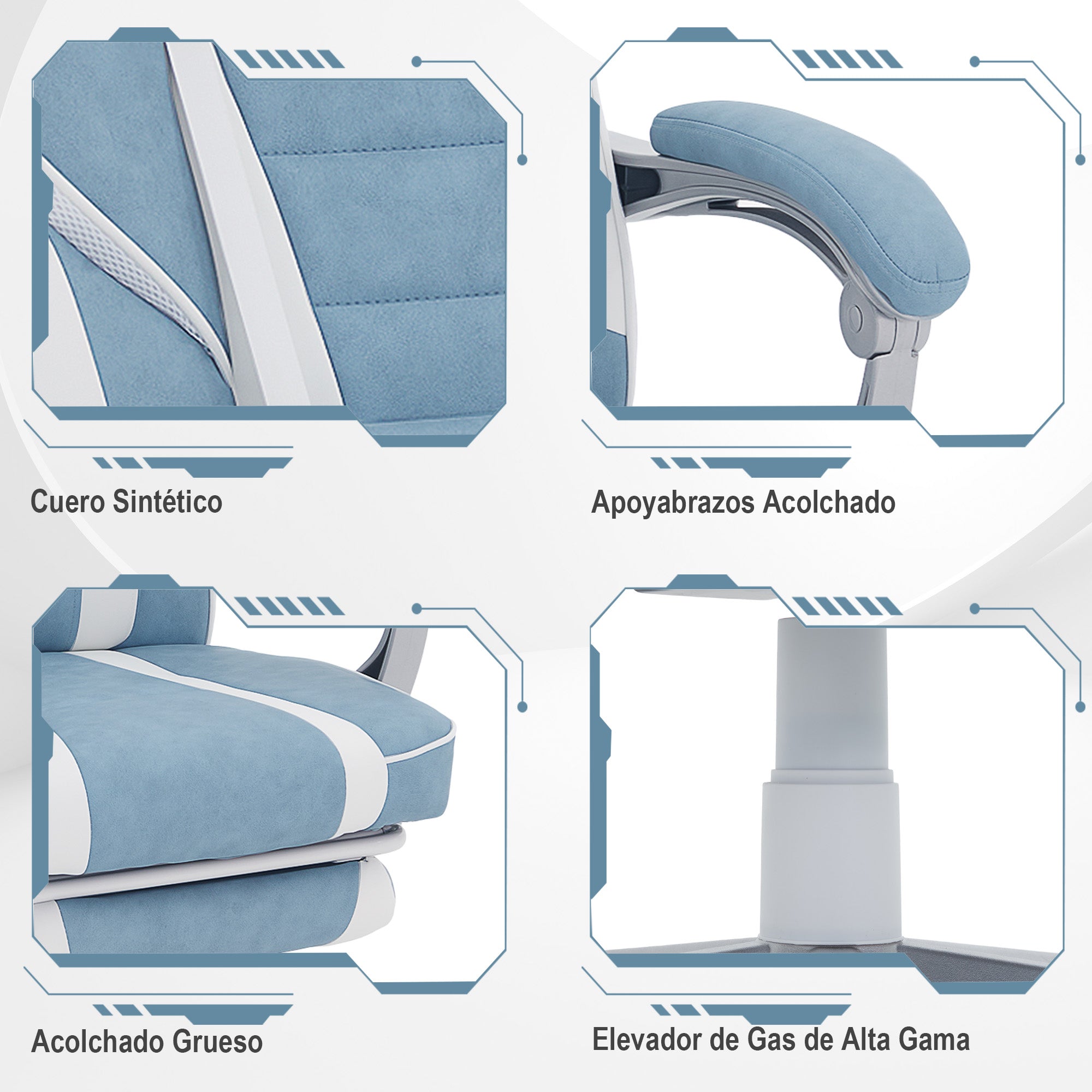 Gaming Chair Reclining Gamer Chair with Adjustable Height Retractable Footrest Lumbar Support and Detachable Headrest Office Chair Blue