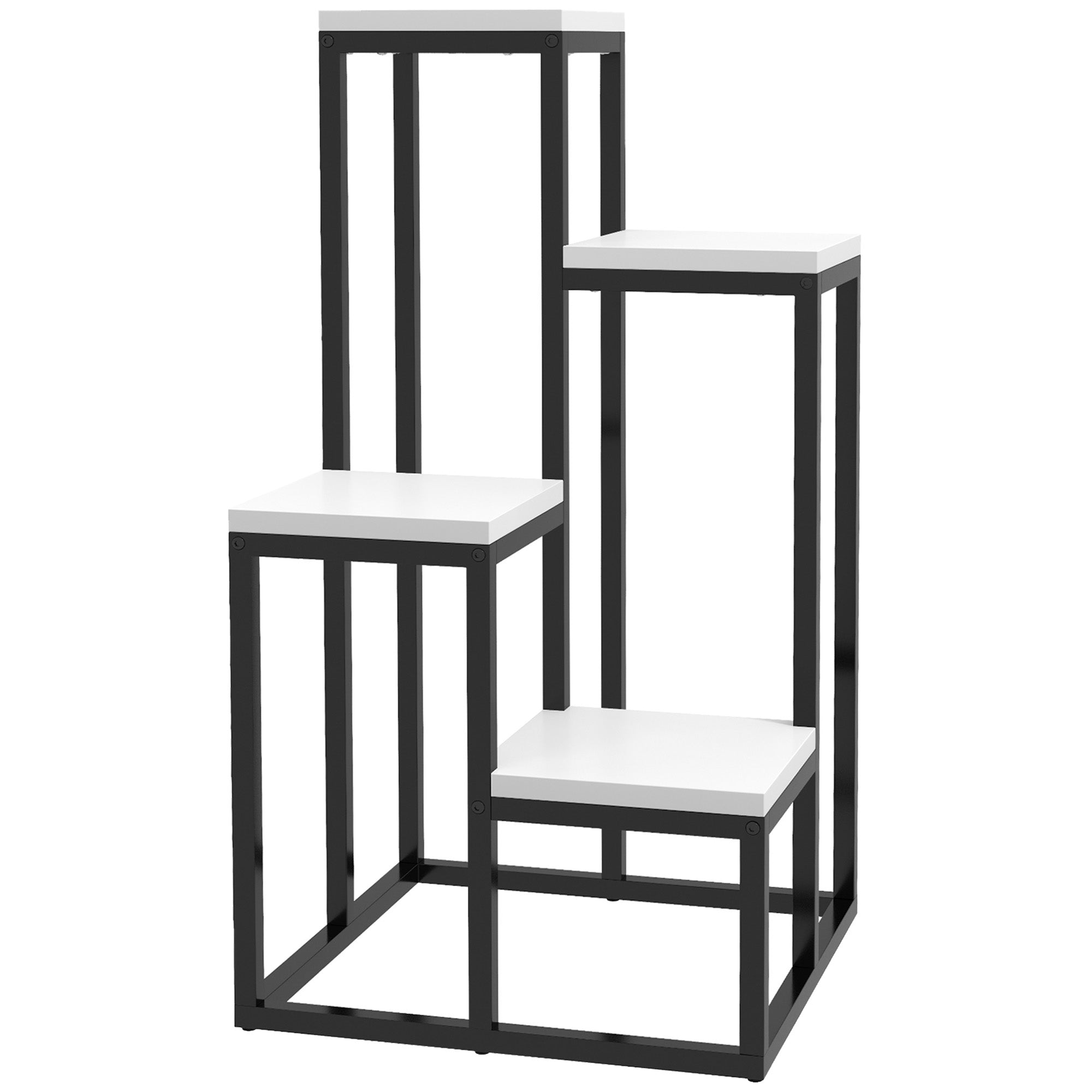 Plant Stand Flower Shelf 4 Shelves Different Heights Steel Structure - 34 x 34 x 66 cm