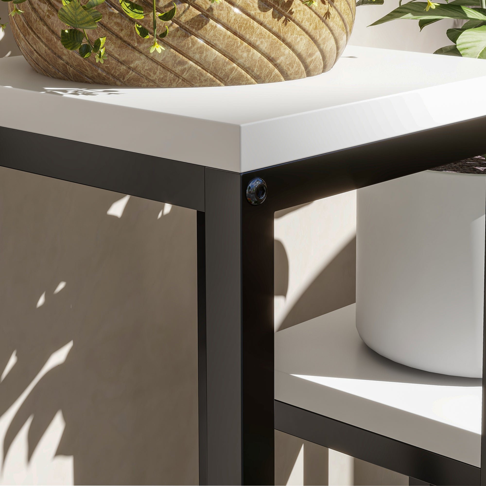 Plant Stand Flower Shelf 4 Shelves Different Heights Steel Structure - 34 x 34 x 66 cm