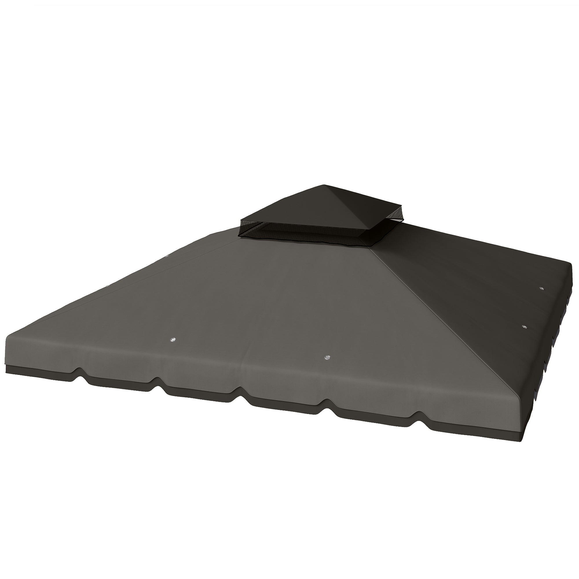 Double-Layer Replacement Canopy for 3 x 3 m (9.8 ft) Gazebo – 180 g/m² Polyester, Waterproof, UPF 30+, 8 Drainage Grommets, Gray